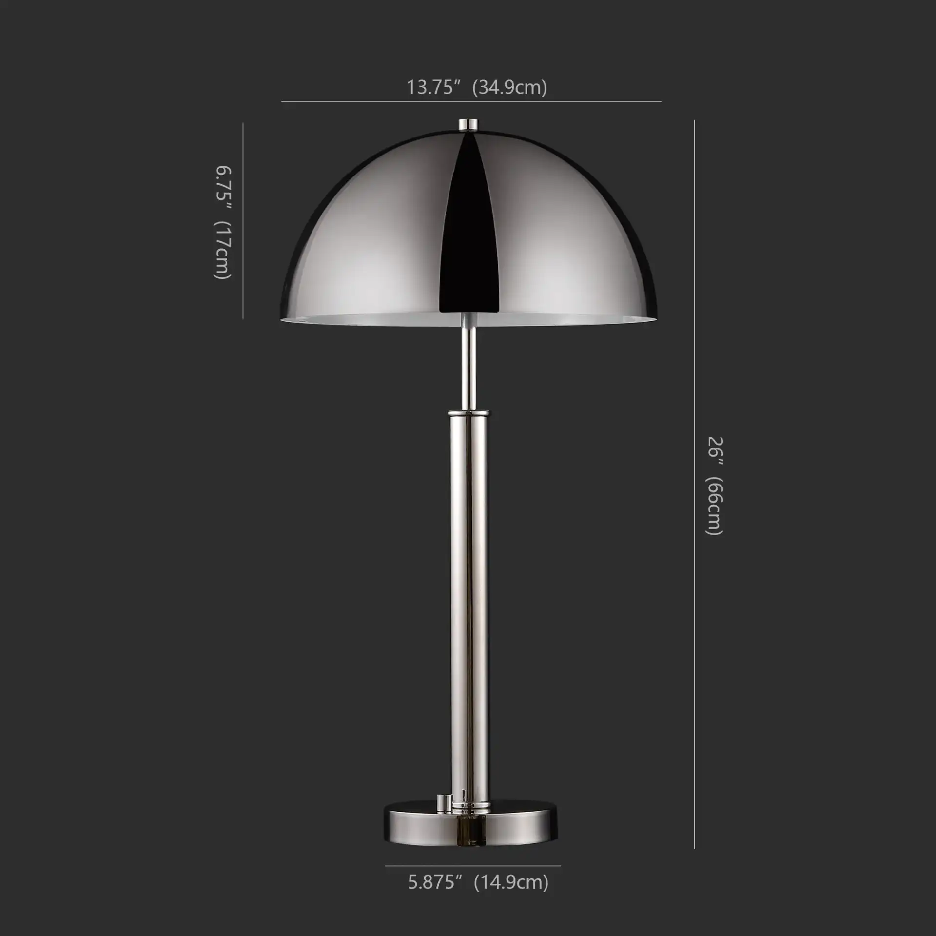 Harvey Metal Dome Table Lamp in Nickel, detail view