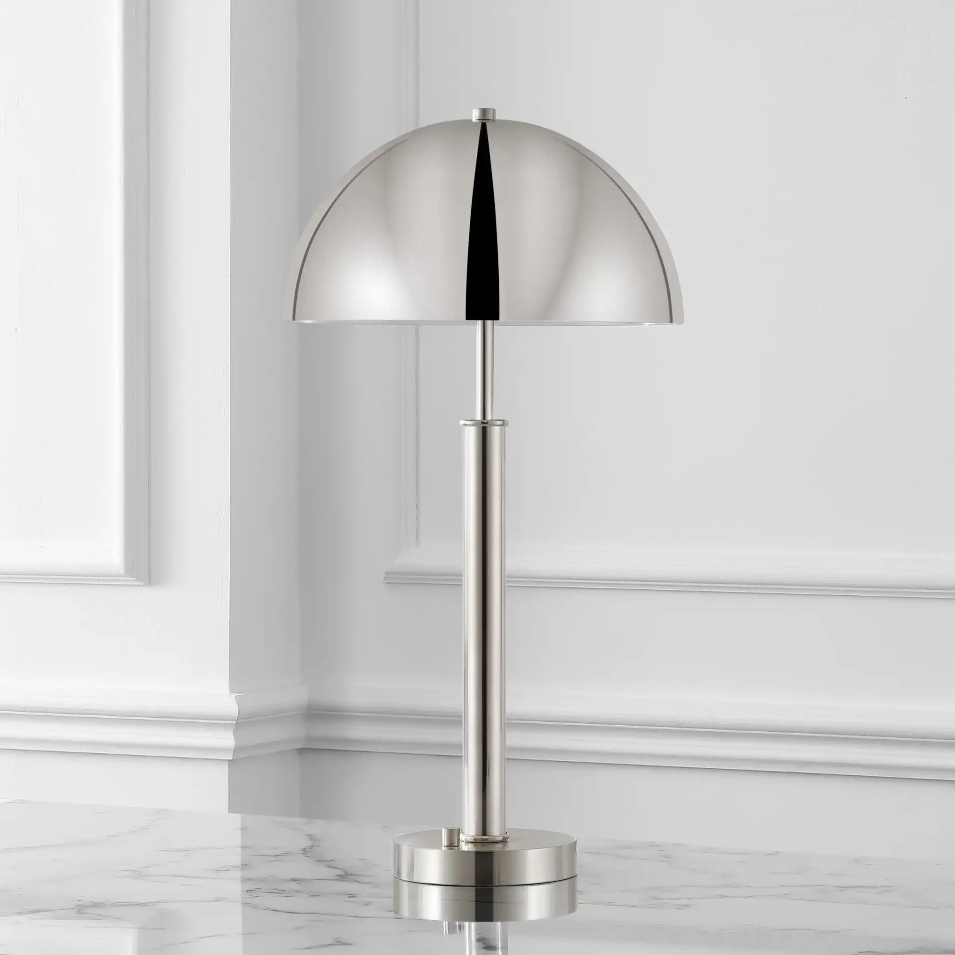 Harvey Metal Dome Table Lamp in Nickel, detail view