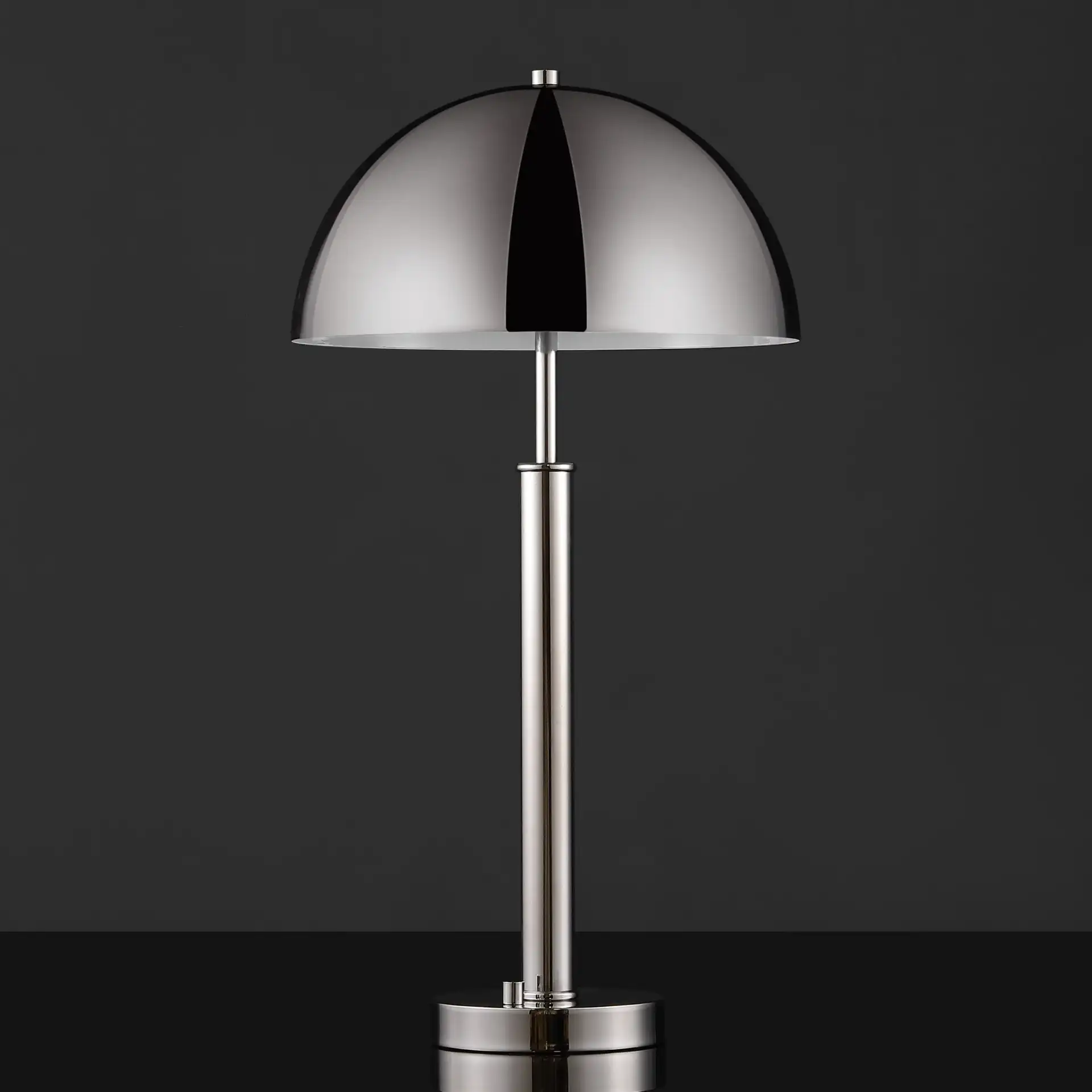 Harvey Metal Dome Table Lamp in Nickel, detail view