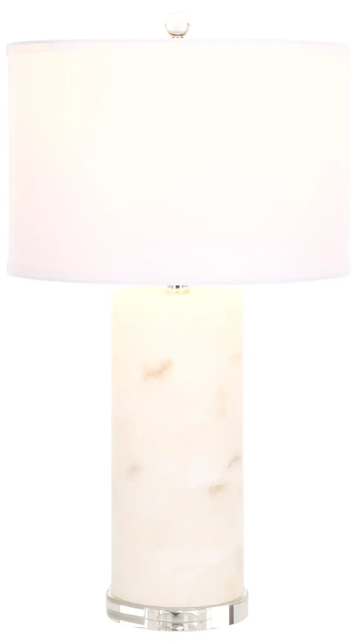 Massey Round Alabaster Table Lamp in White / Chrome