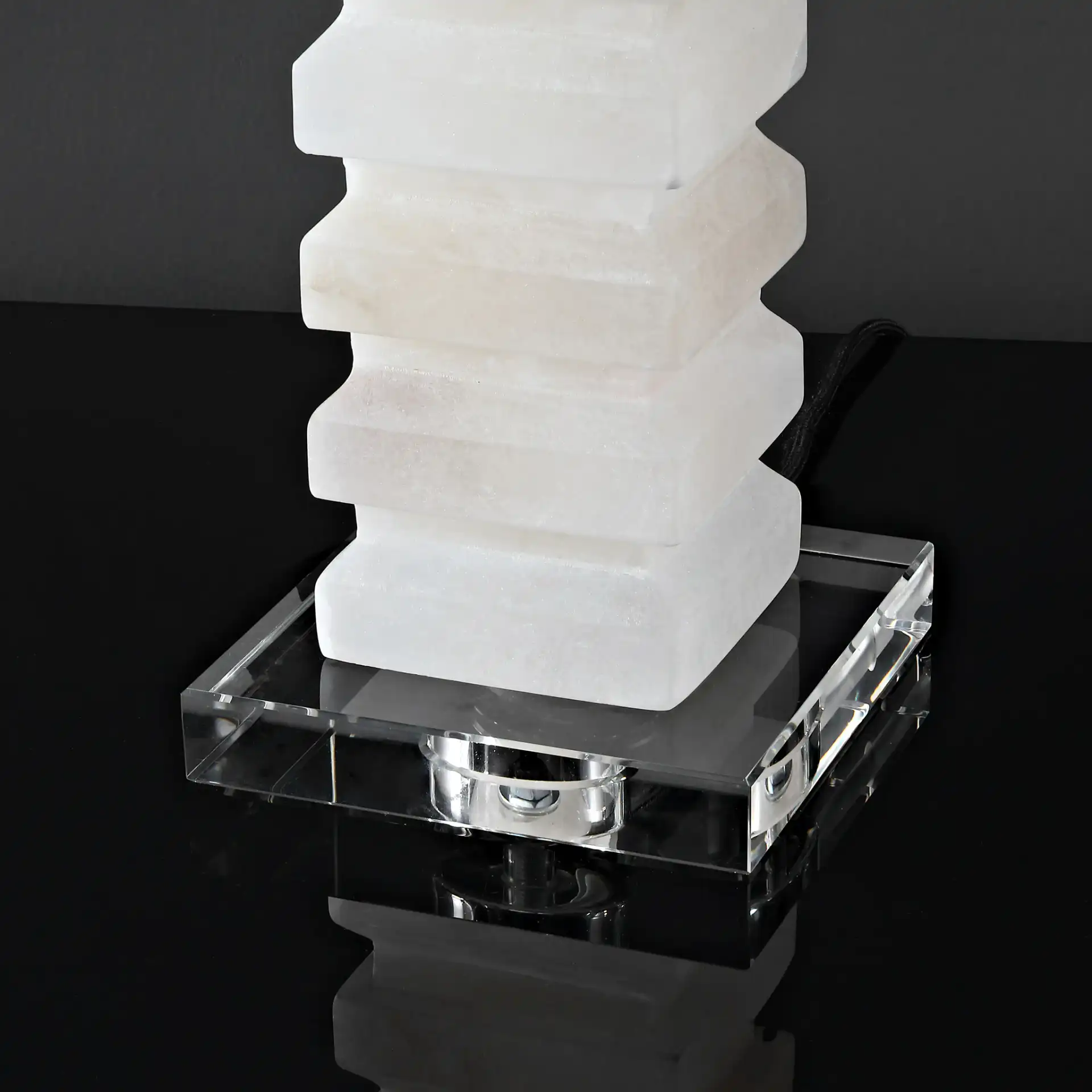 Anita Alabaster Table Lamp in White in a styled room