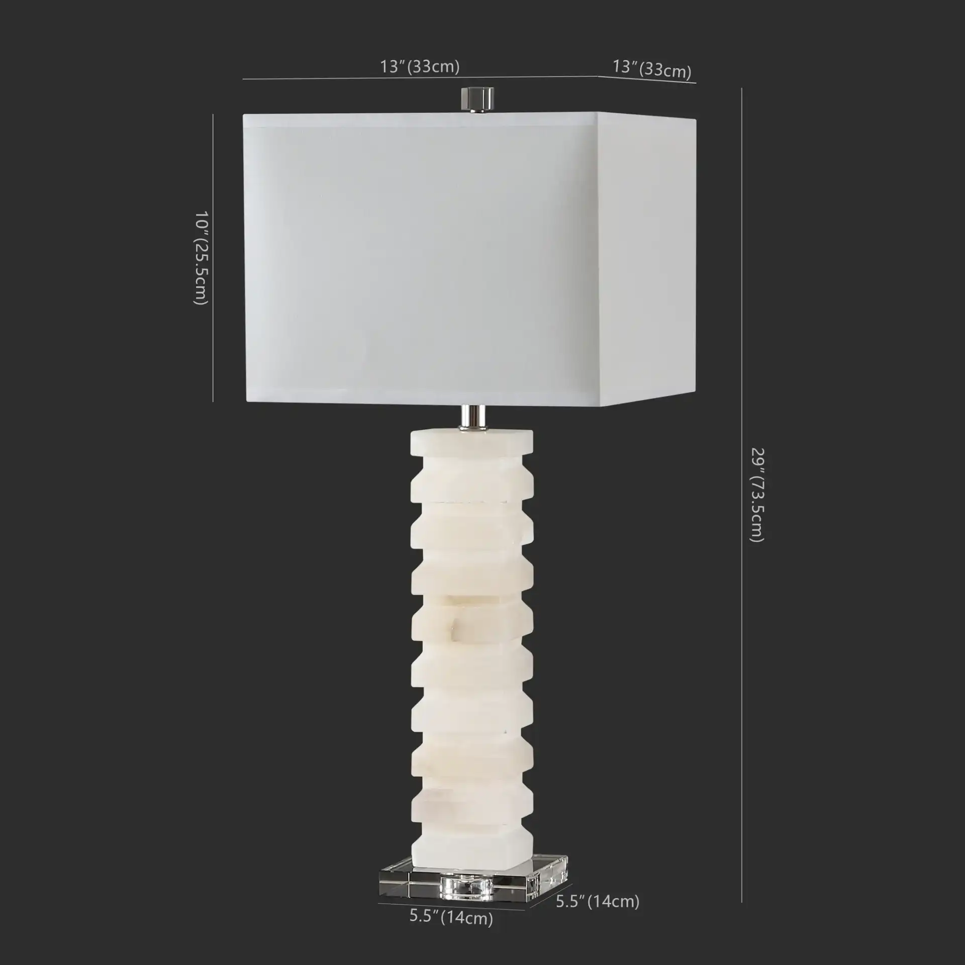 Anita Alabaster Table Lamp in White, detail view