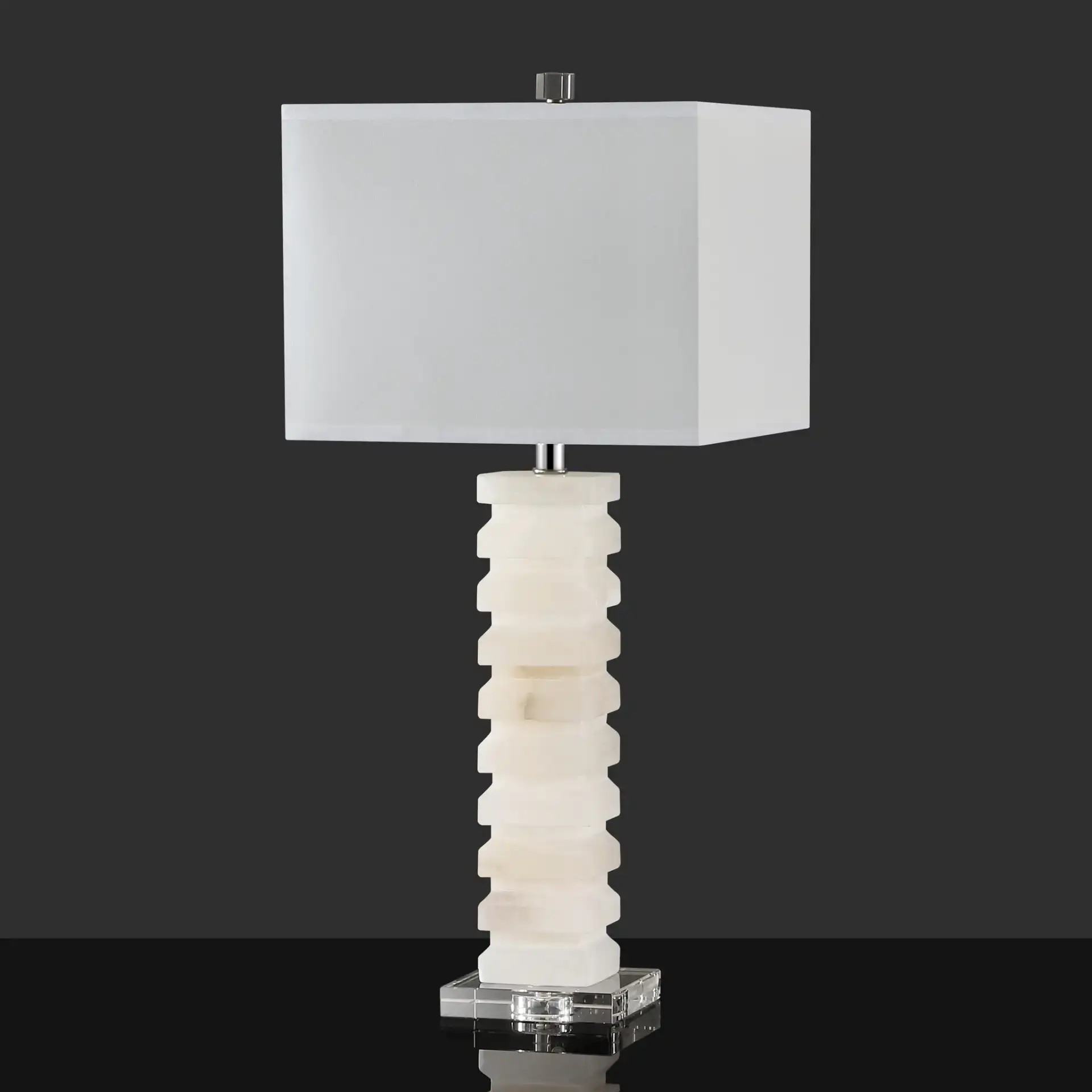 Anita Alabaster Table Lamp in White, detail view