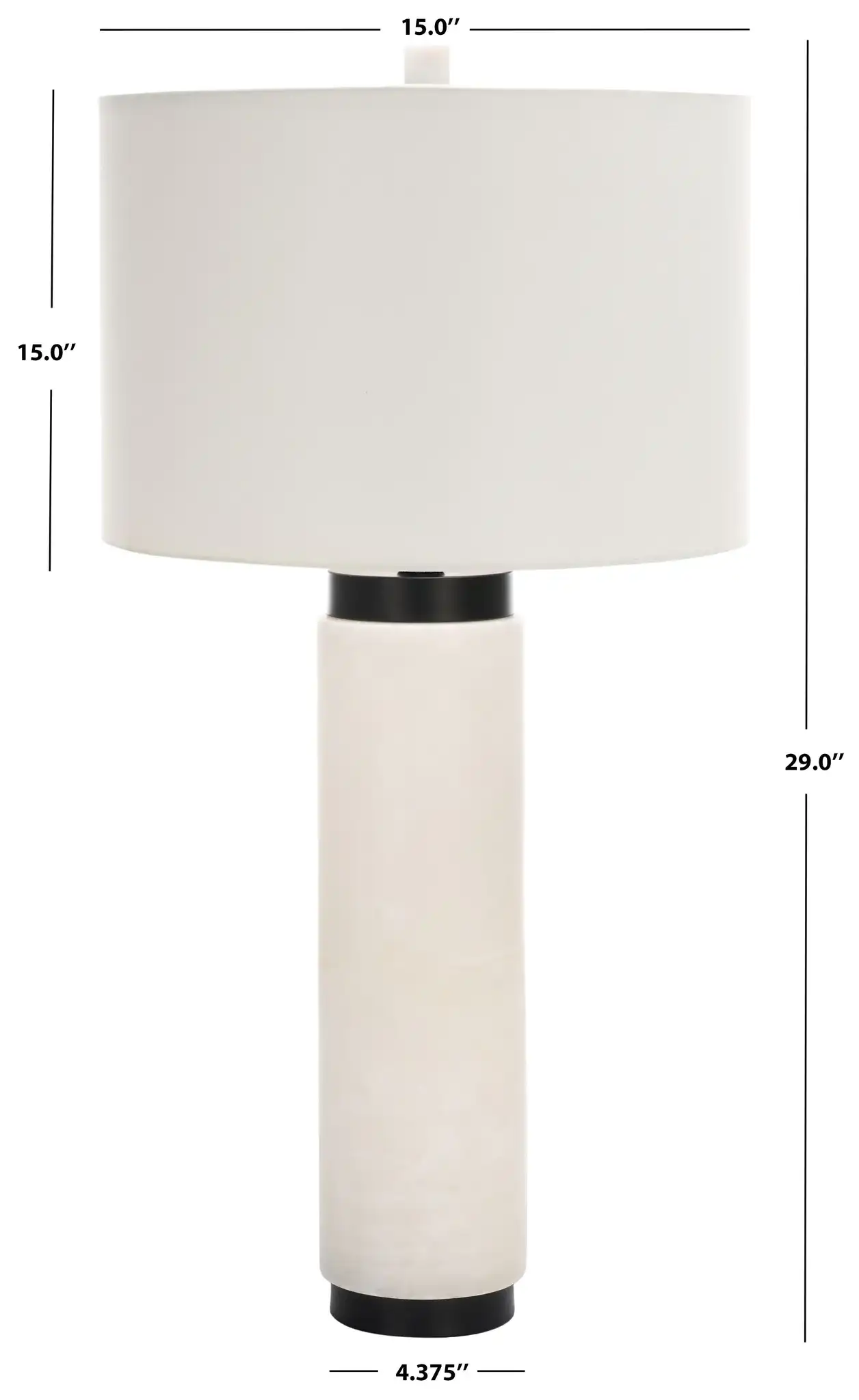 Sydni Alabaster Pillar Table Lamp in White, detail view