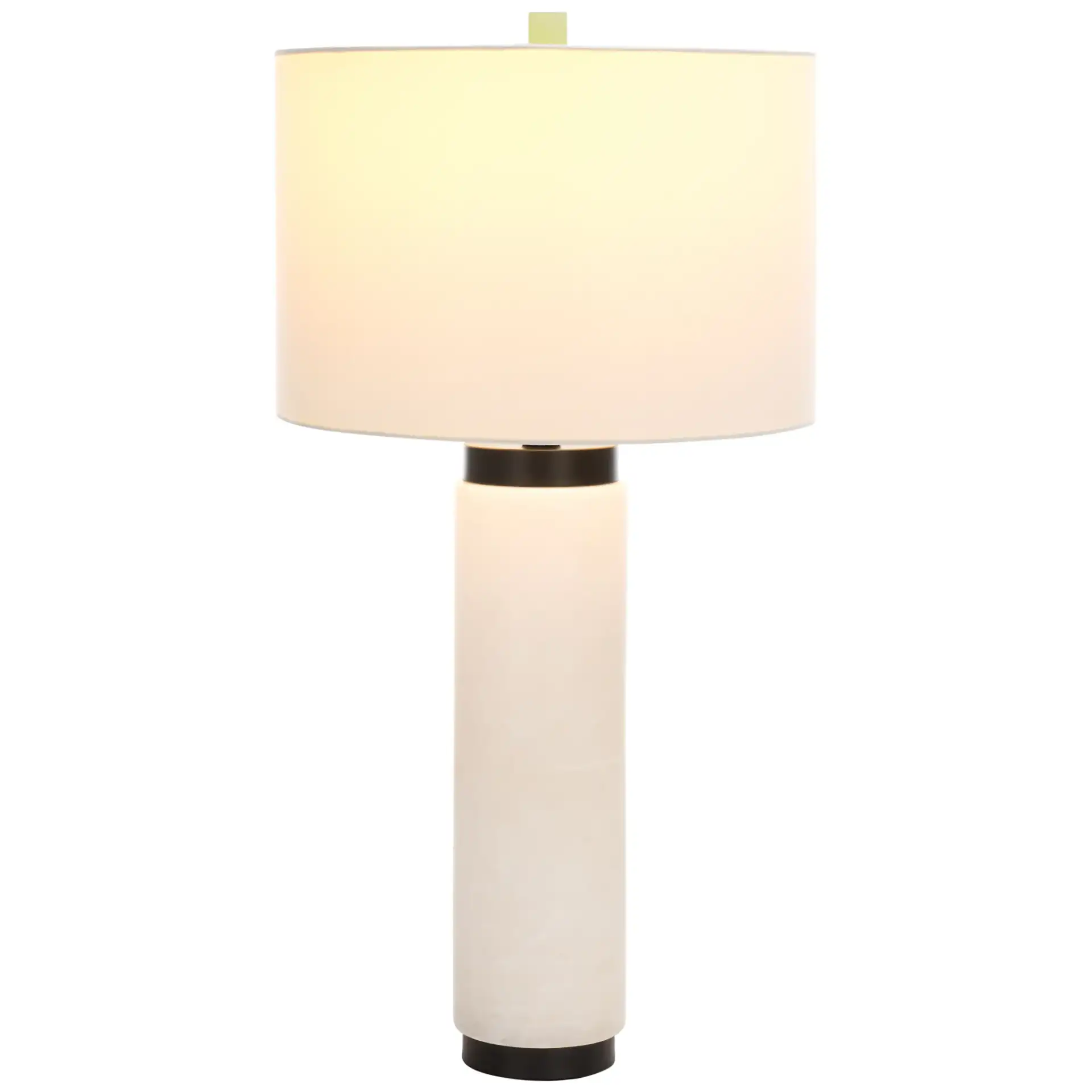 Sydni Alabaster Pillar Table Lamp in White