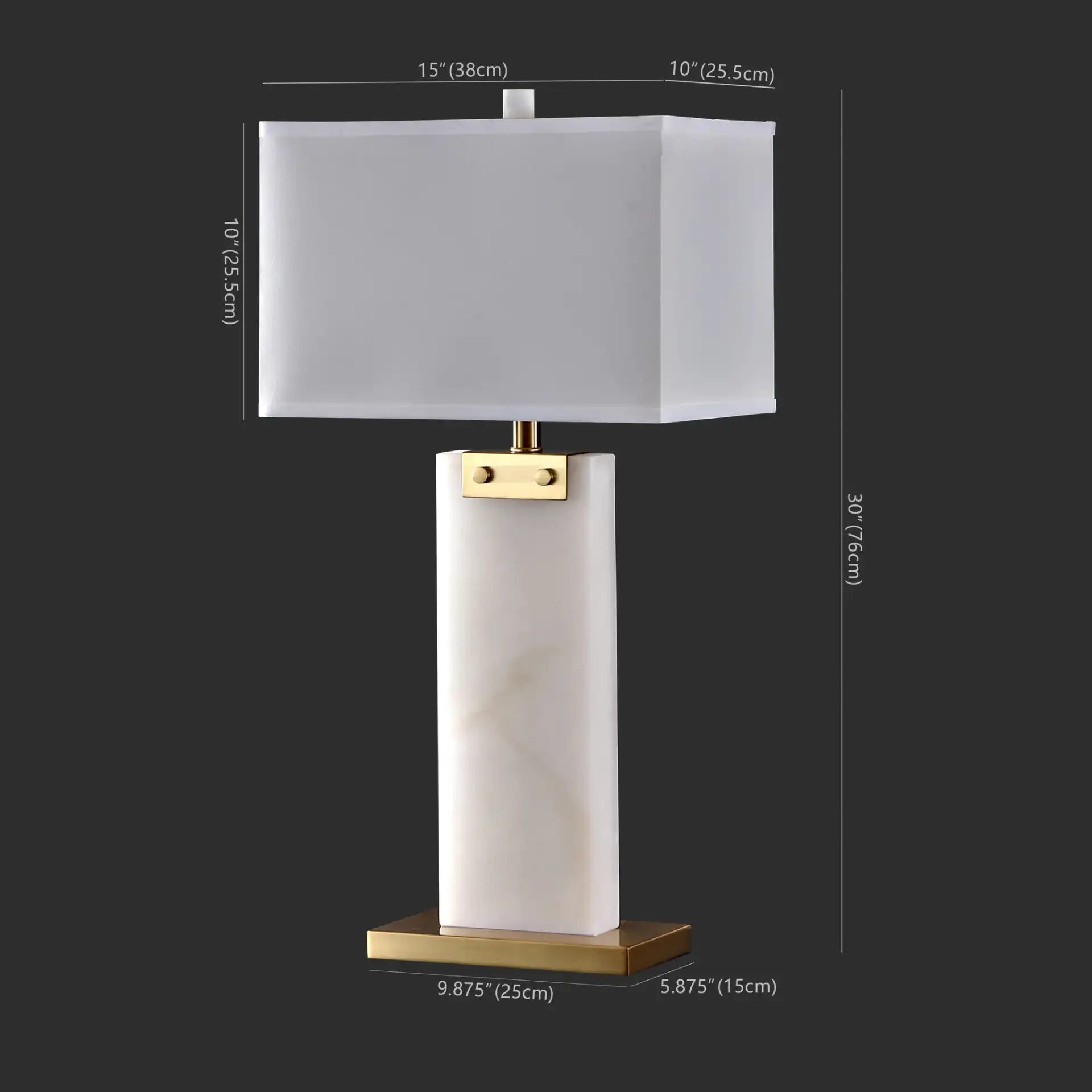 Morgen Alabaster Table Lamp in White / Gold, detail view