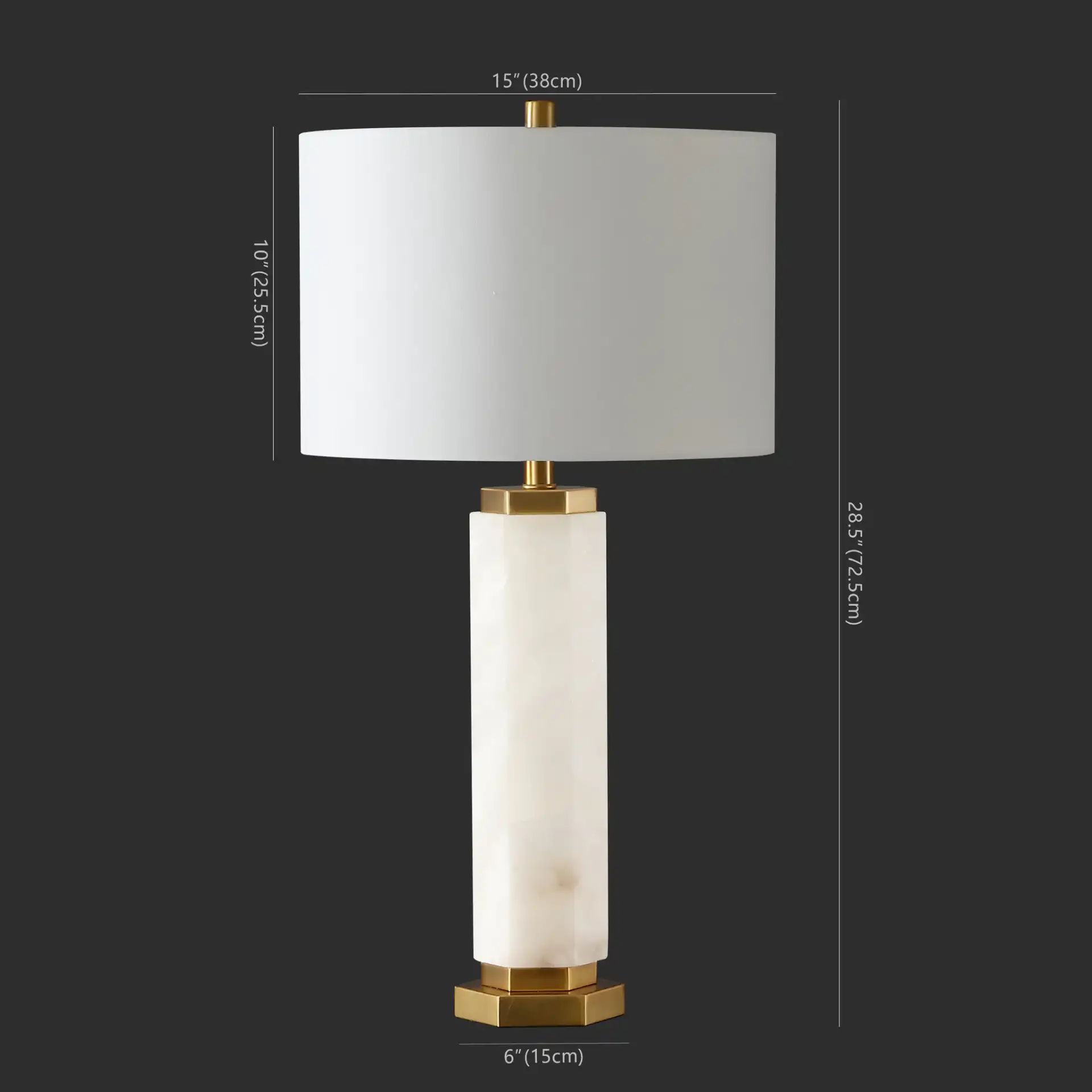 Lynsey Alabaster Table Lamp in Gold / White, detail view