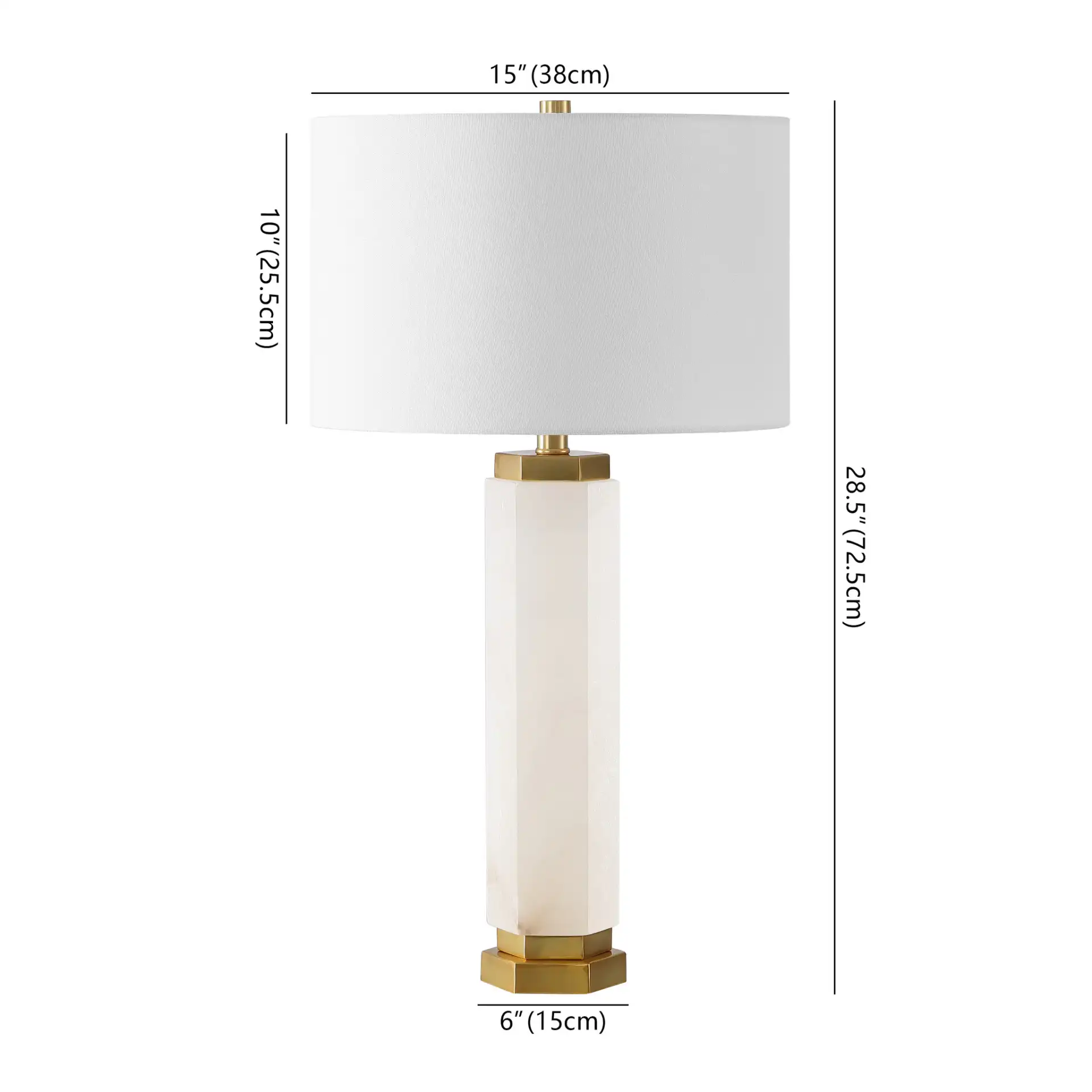 Lynsey Alabaster Table Lamp in Gold / White, detail view