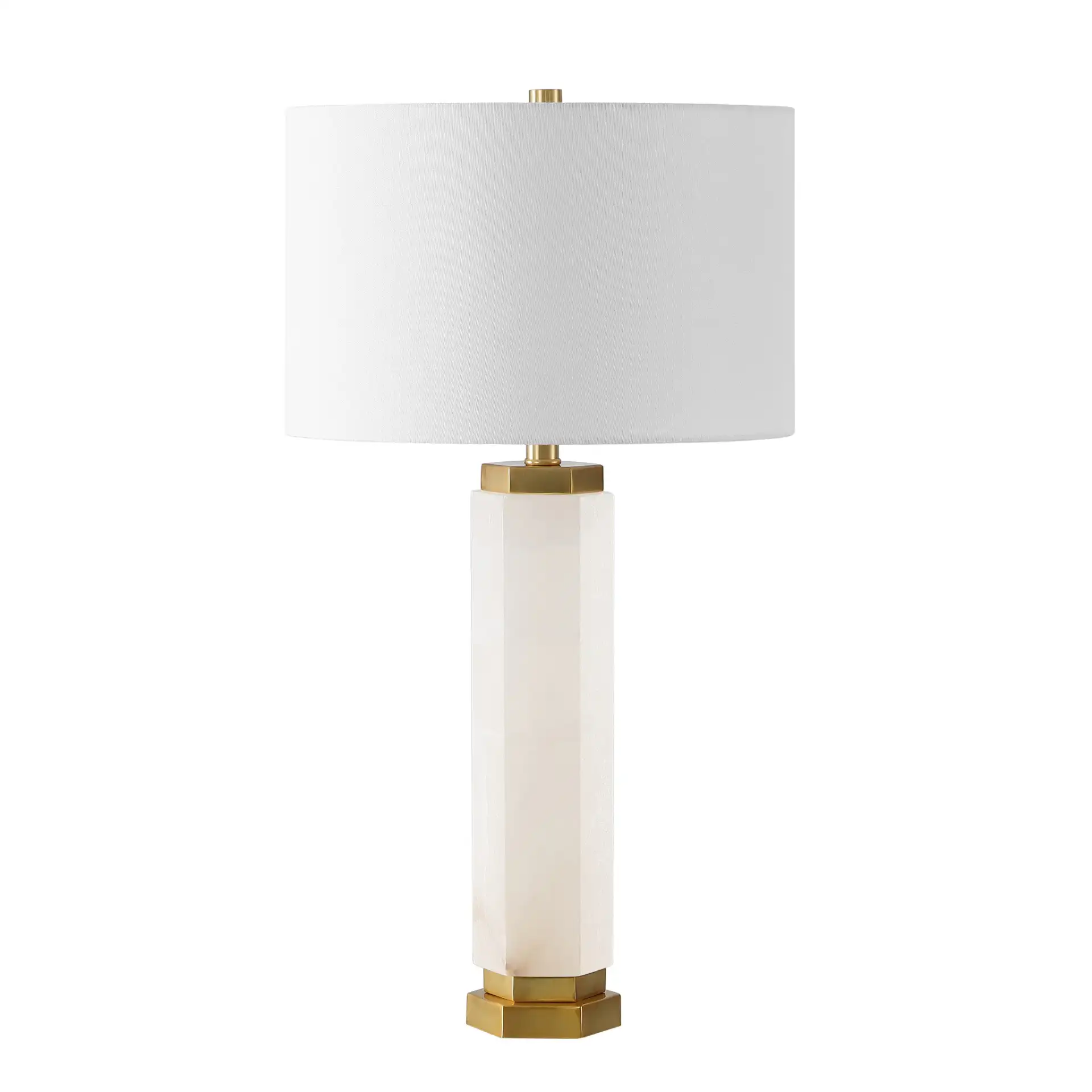 Lynsey Alabaster Table Lamp in Gold / White, detail view