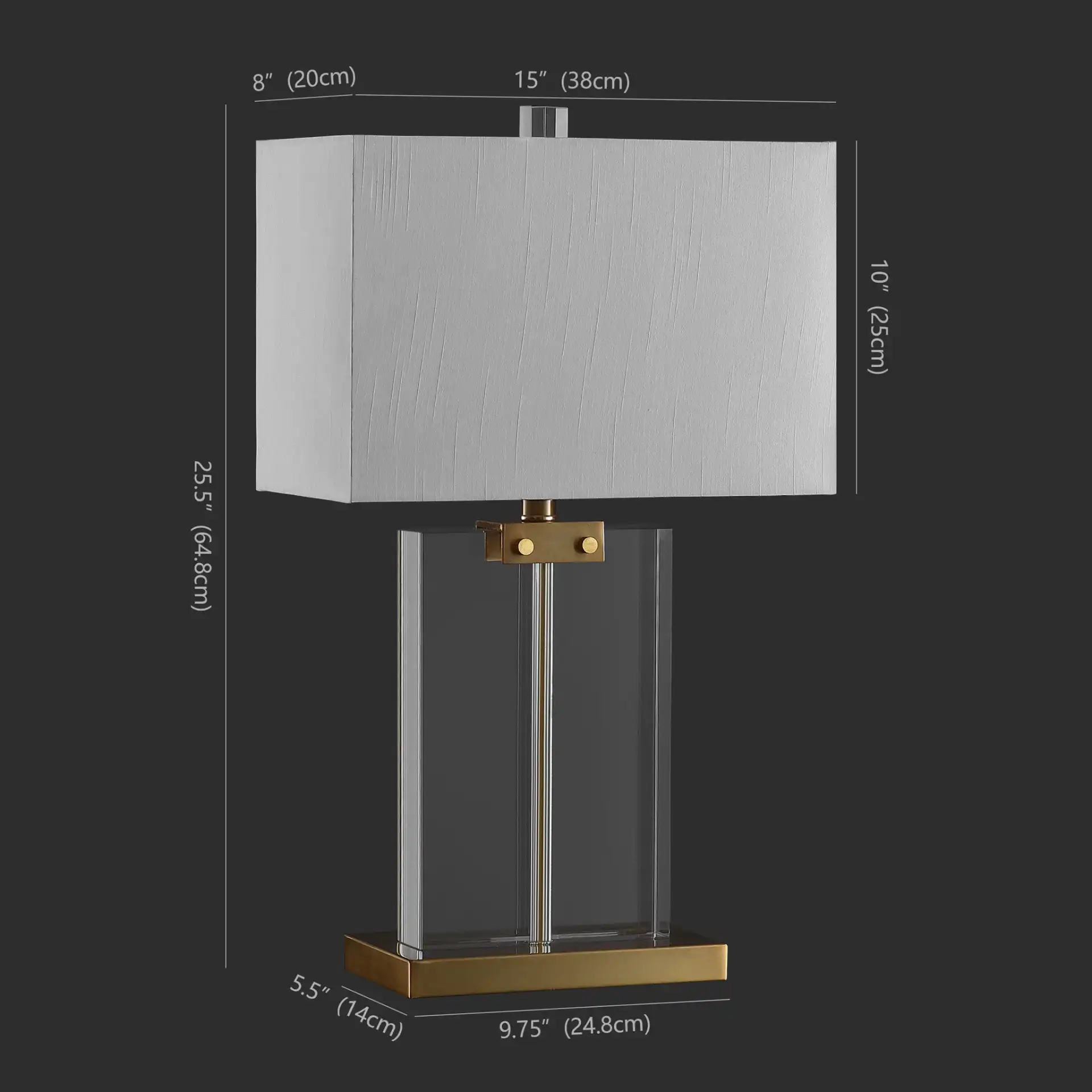 Maddock Crystal Table Lamp in Clear / Gold, detail view