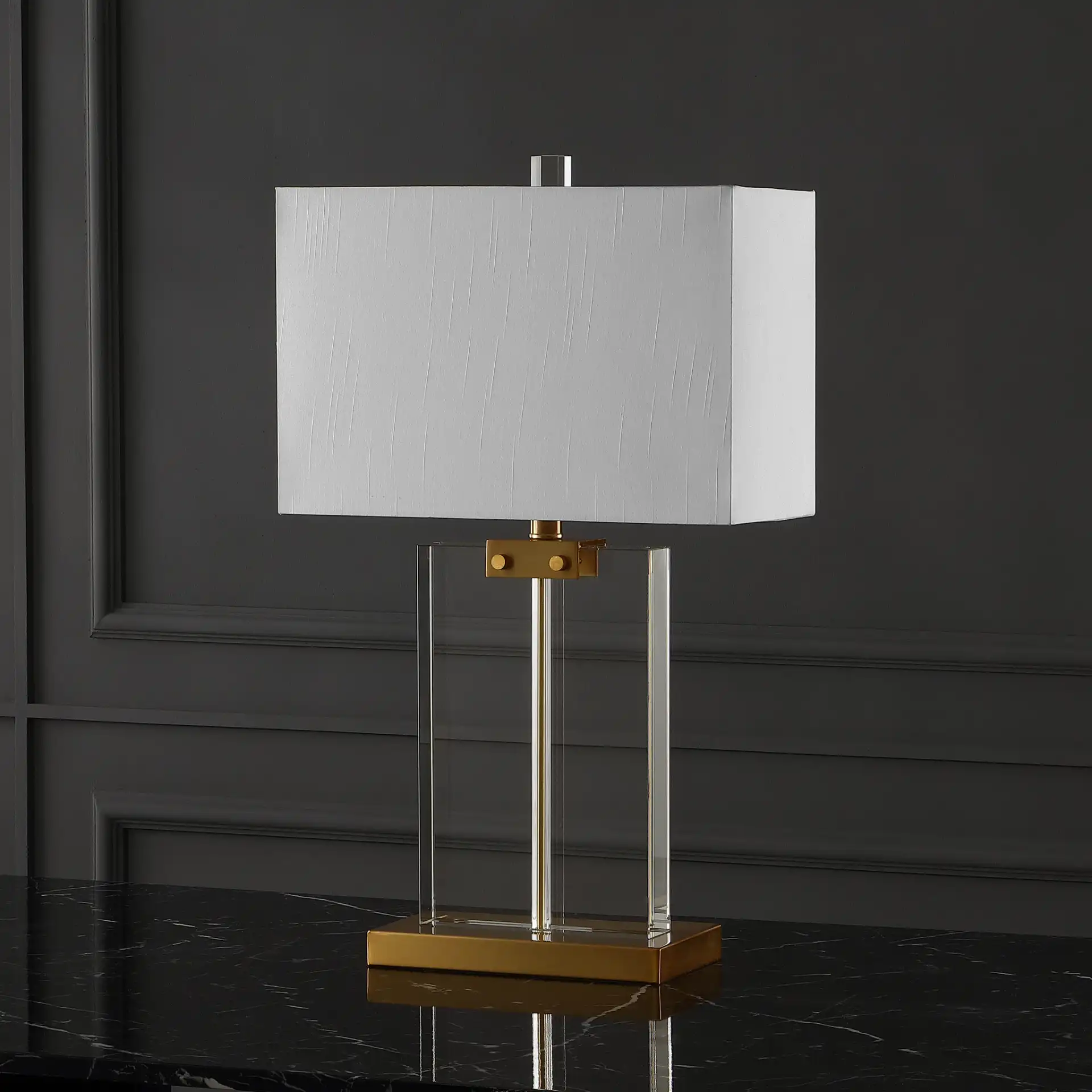 Maddock Crystal Table Lamp in Clear / Gold in a styled room