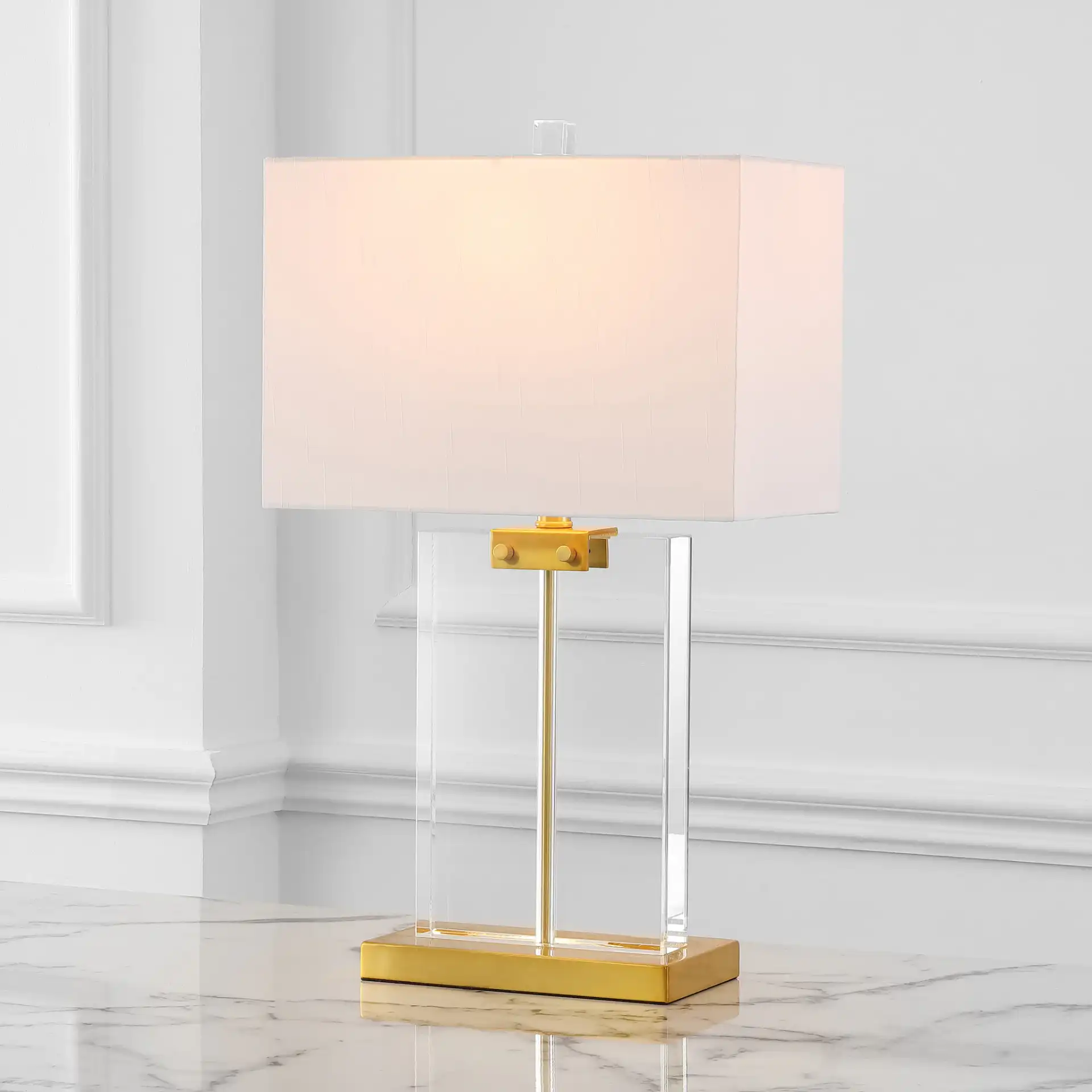 Maddock Crystal Table Lamp in Clear / Gold in a styled room
