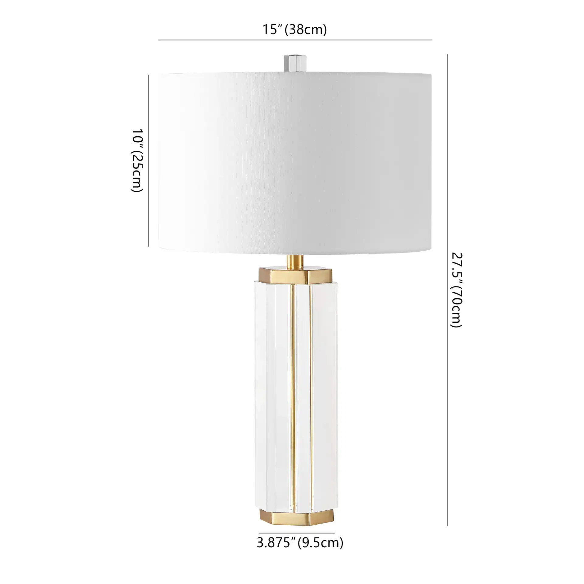 Roshan Crystal Table Lamp in Clear / Gold, detail view