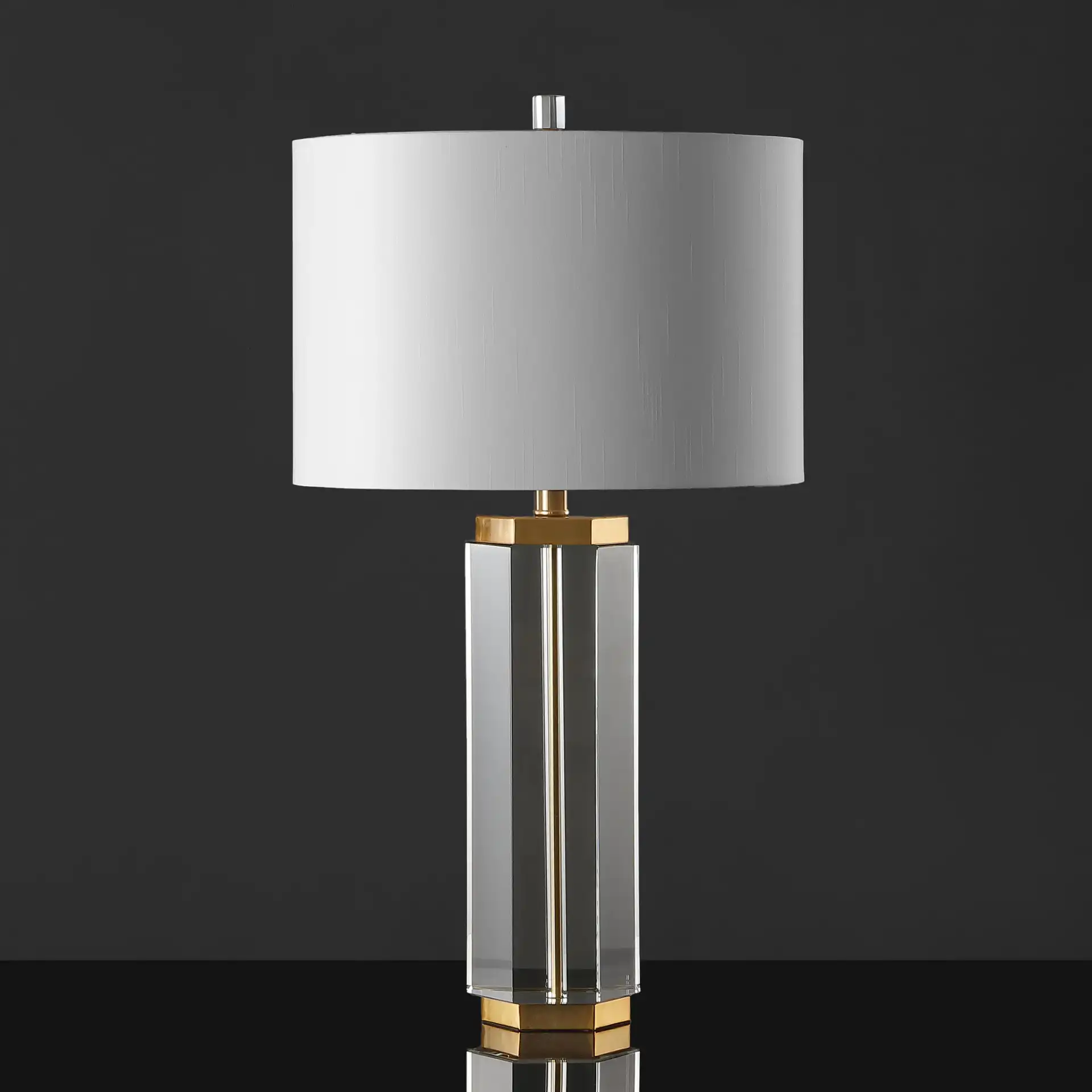 Roshan Crystal Table Lamp in Clear / Gold, detail view