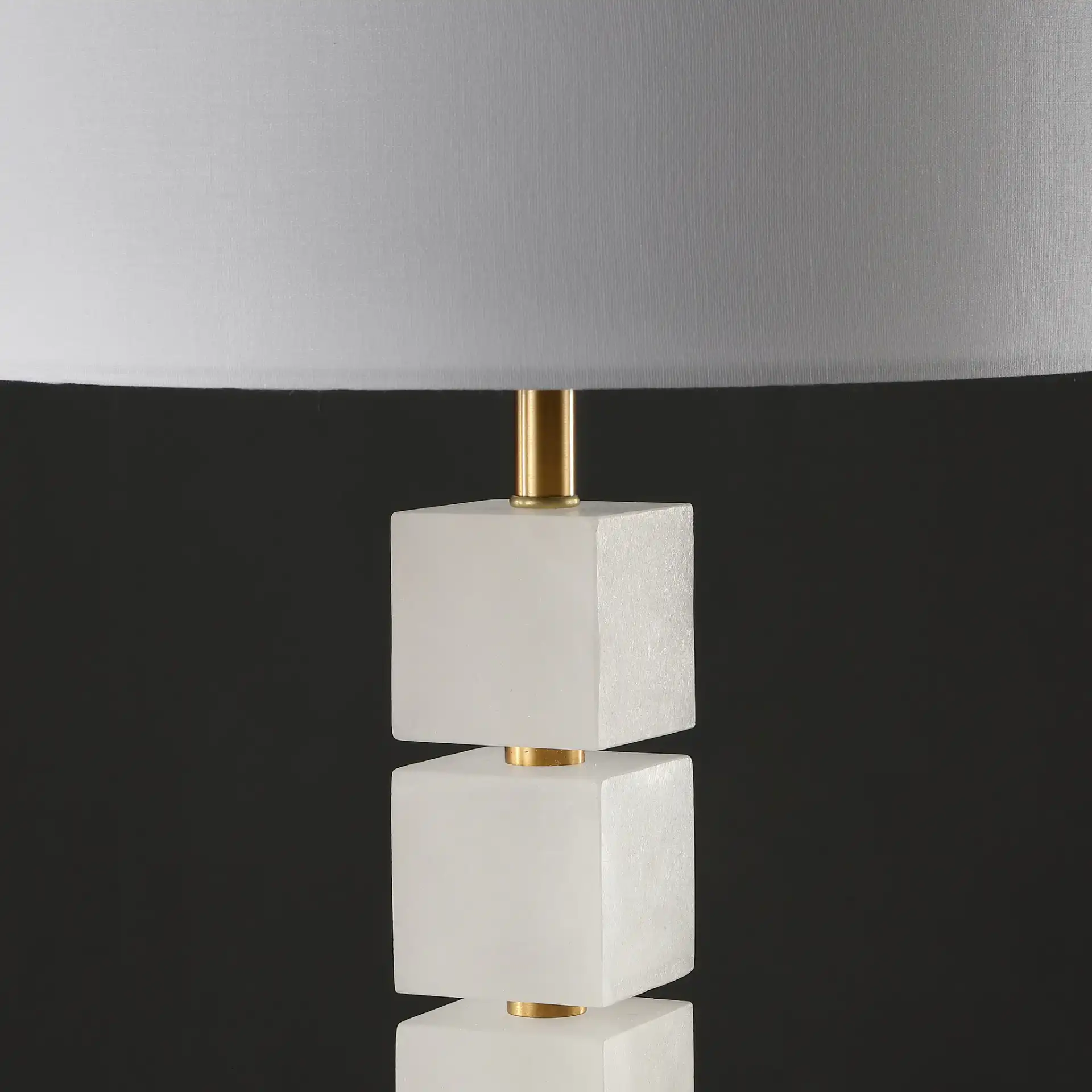 Johnny Alabaster Table Lamp in White / Gold in a styled room