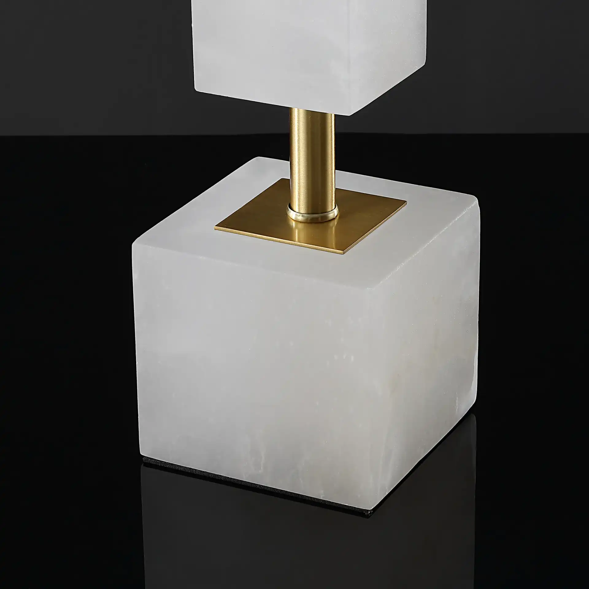 Johnny Alabaster Table Lamp in White / Gold in a styled room