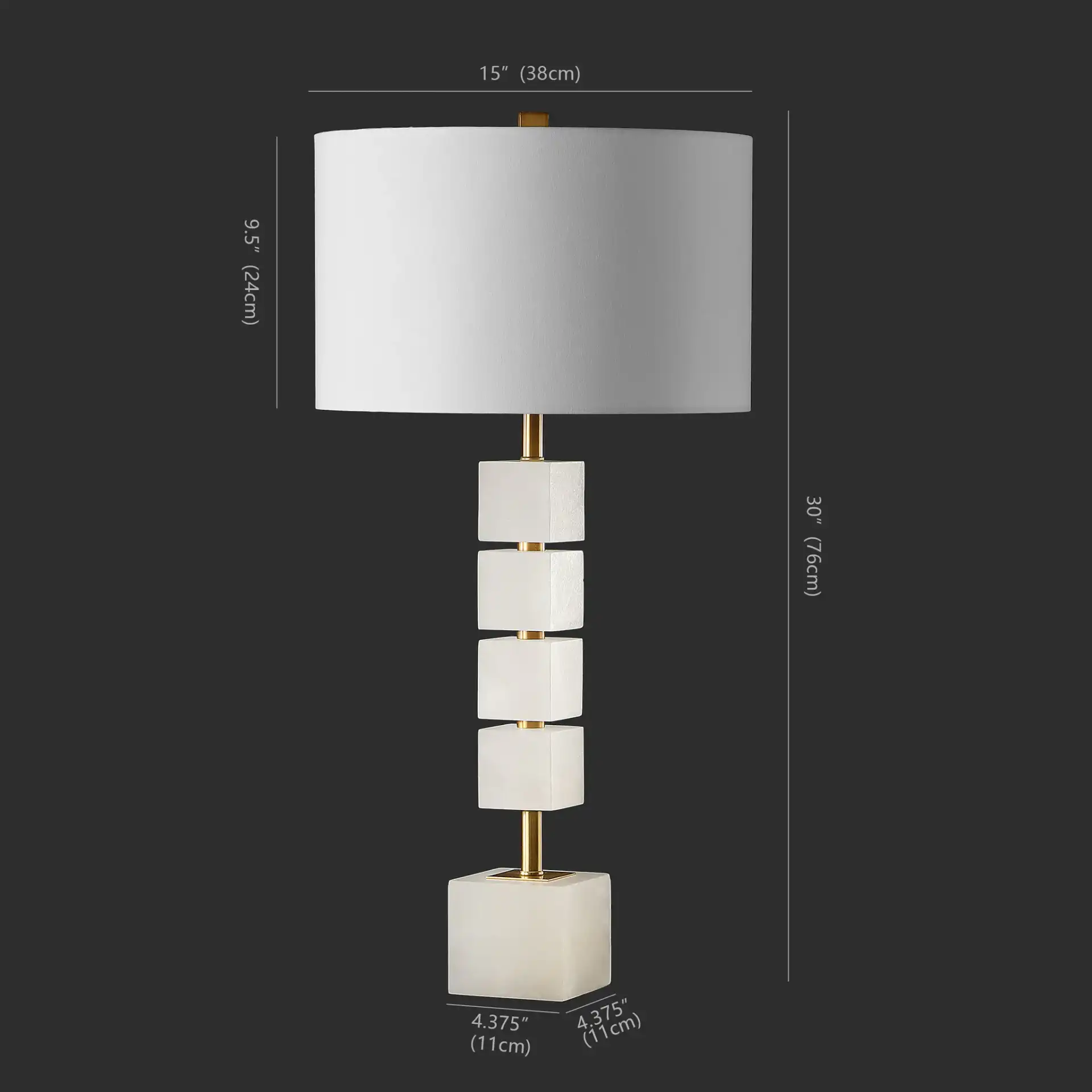 Johnny Alabaster Table Lamp in White / Gold, detail view