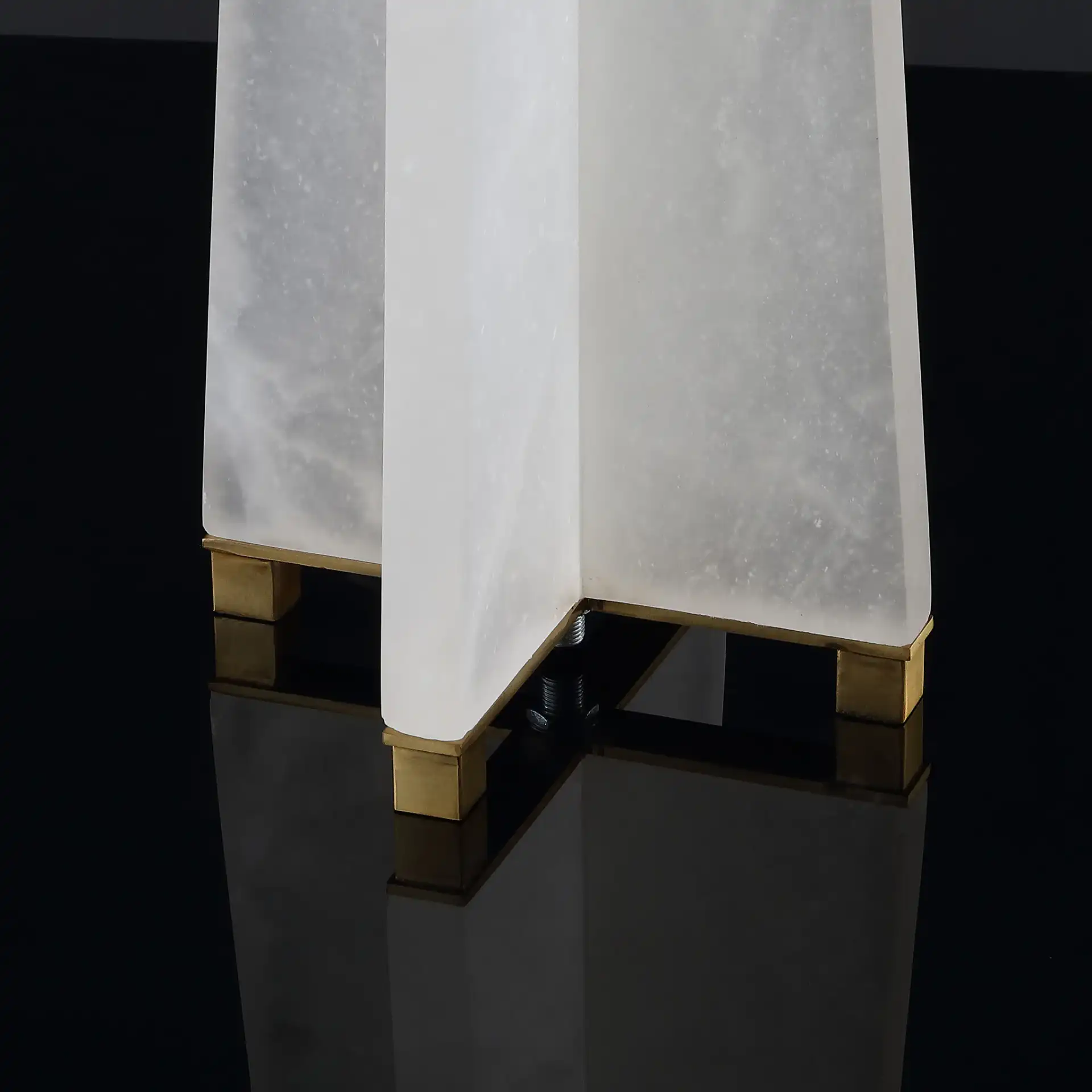 Gracellen Alabaster Table Lamp in White / Gold in a styled room