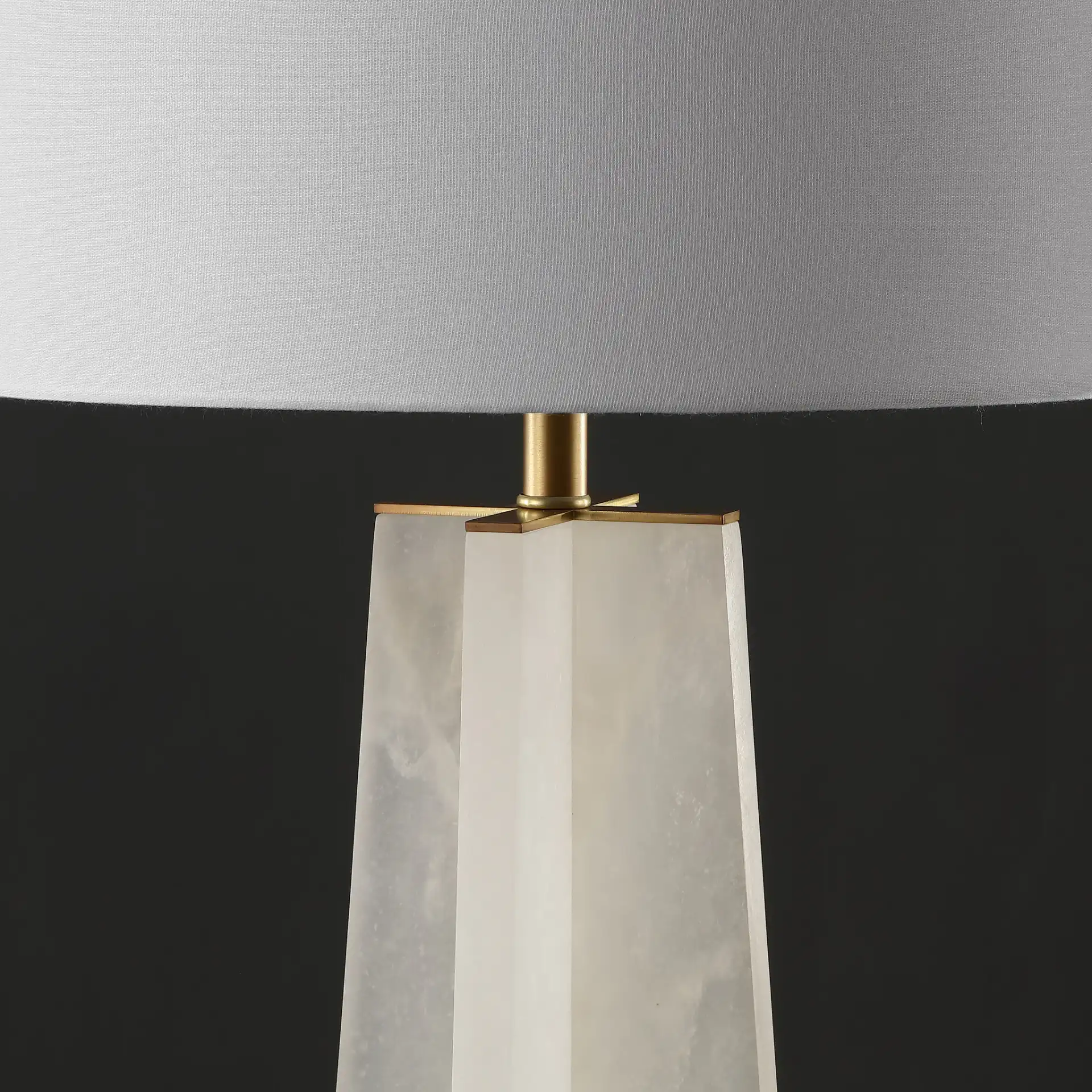 Gracellen Alabaster Table Lamp in White / Gold in a styled room