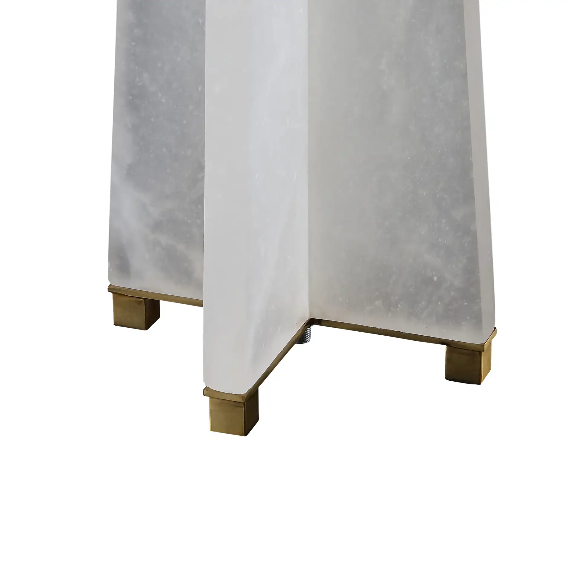 Gracellen Alabaster Table Lamp in White / Gold in a styled room