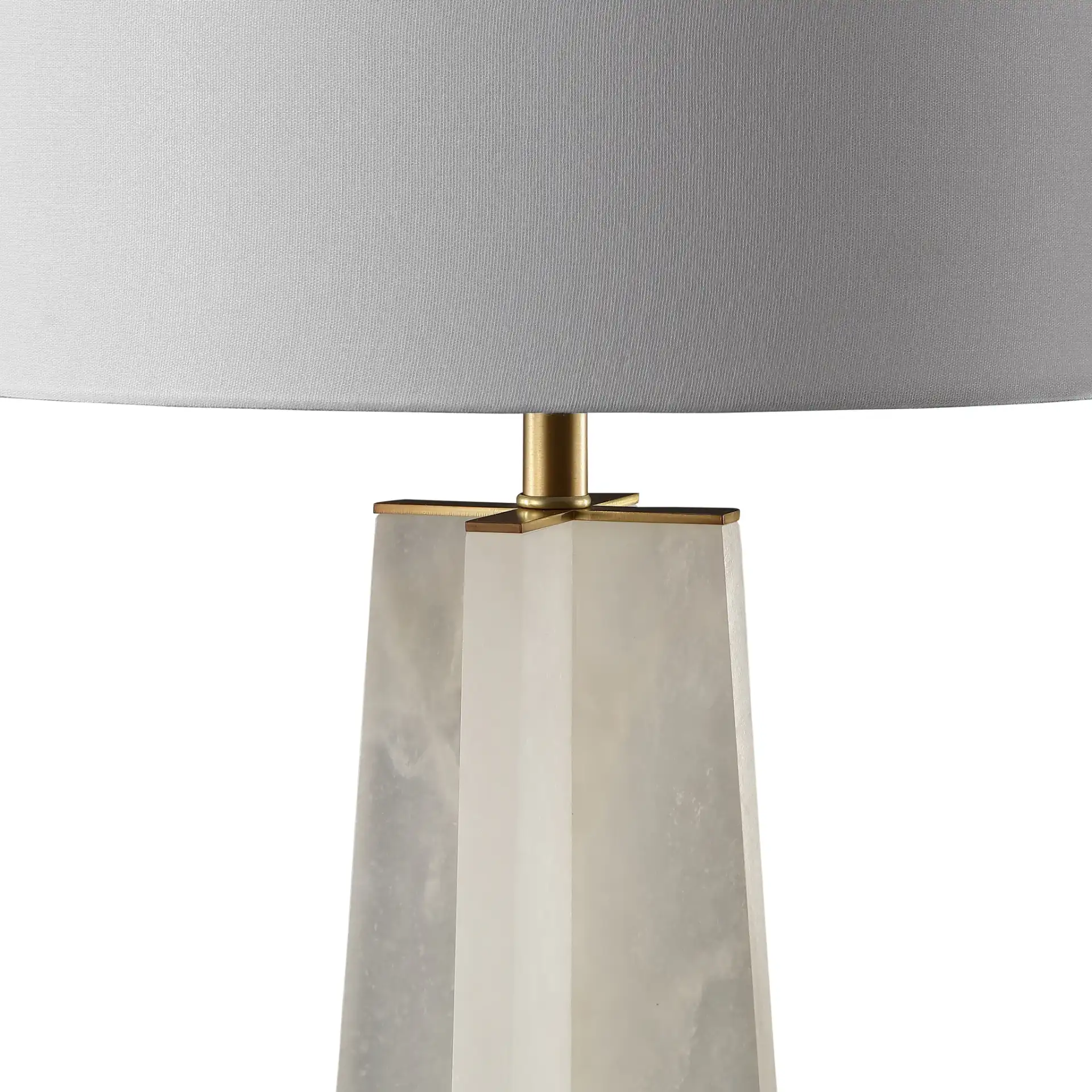 Gracellen Alabaster Table Lamp in White / Gold in a styled room