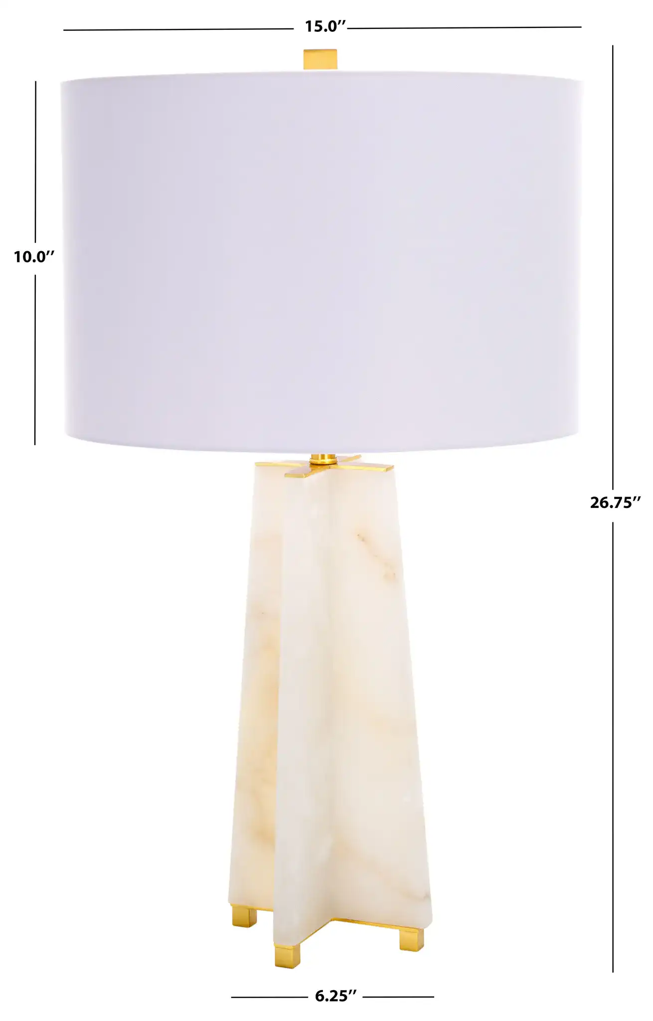 Gracellen Alabaster Table Lamp in White / Gold, detail view