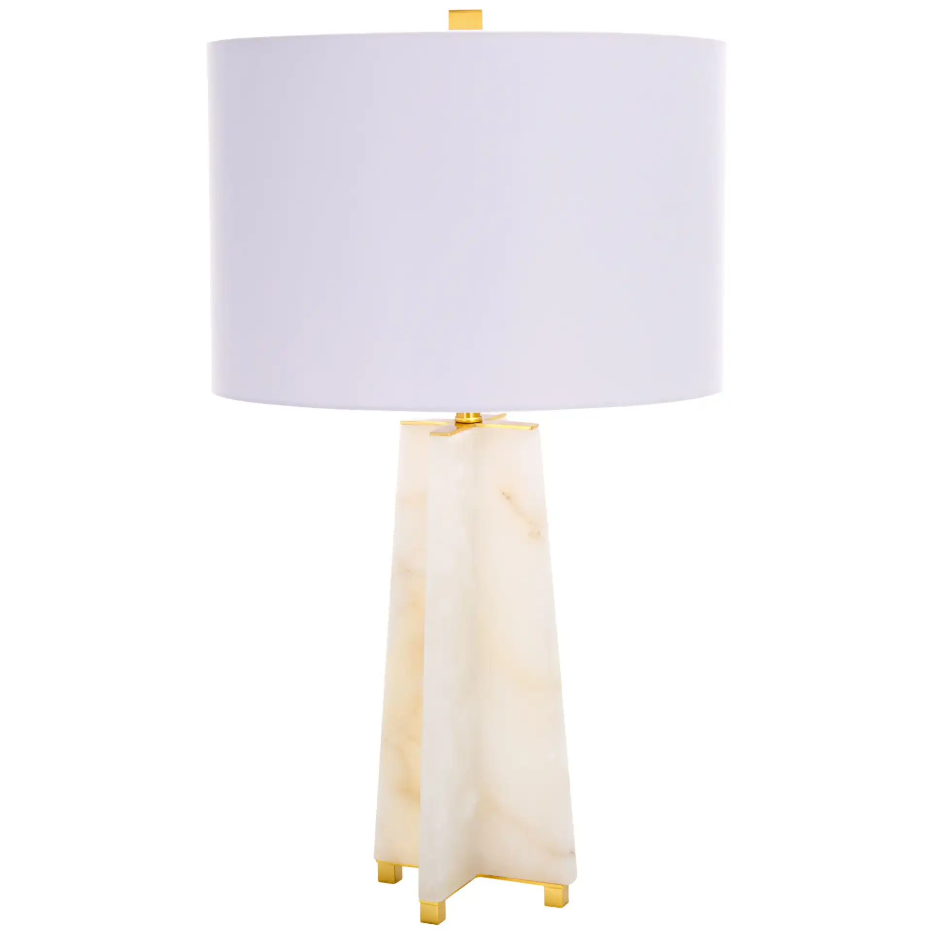 Gracellen Alabaster Table Lamp in White / Gold, detail view
