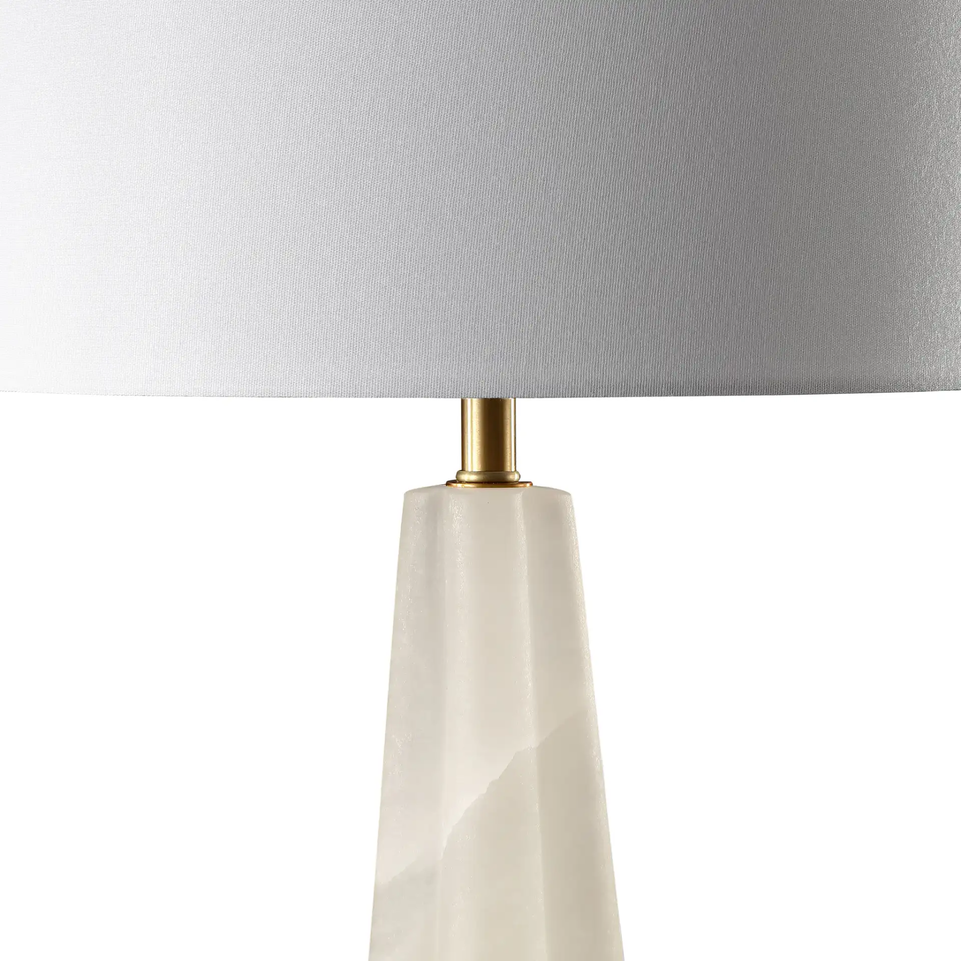 Aaron Alabaster Table Lamp in White / Gold in a styled room