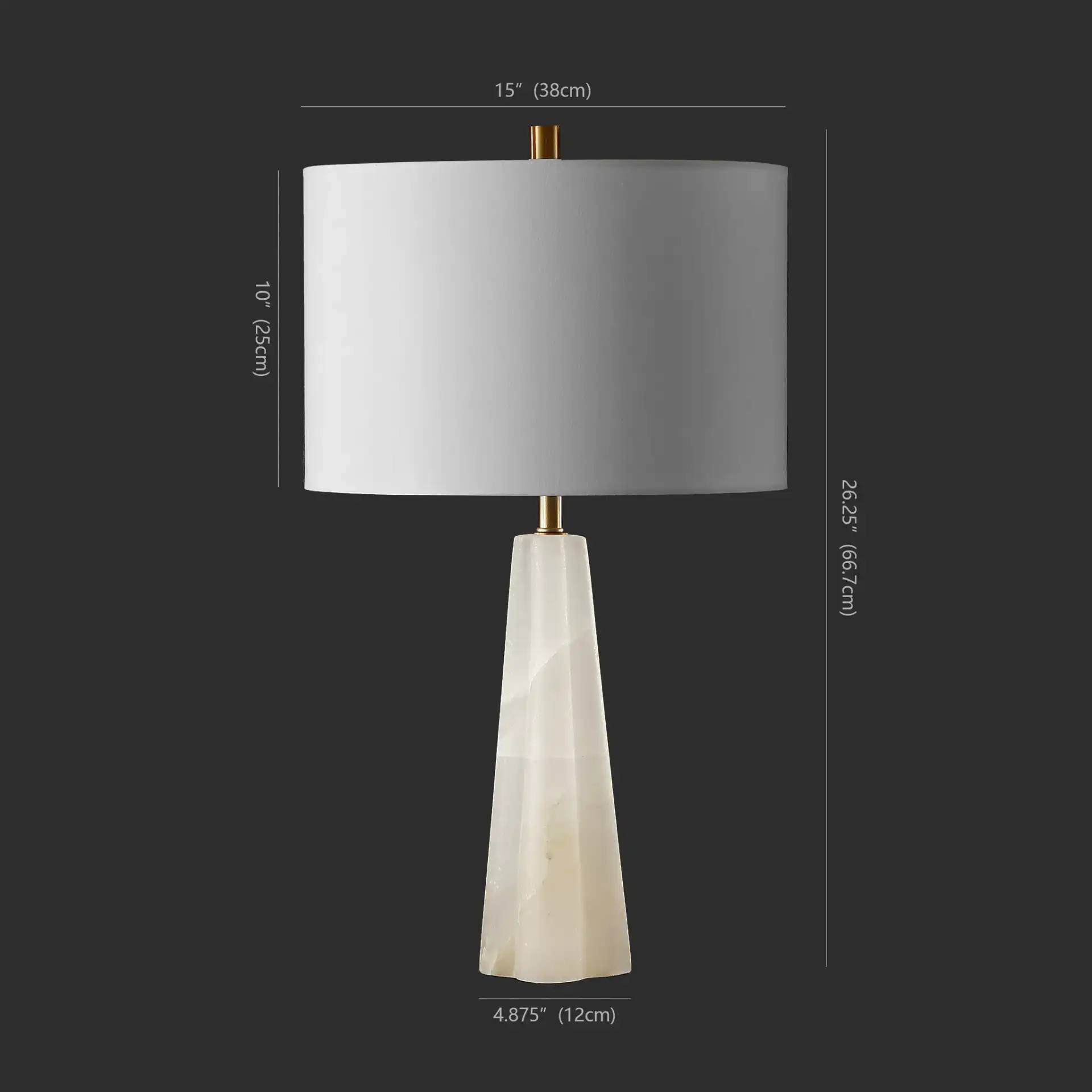 Aaron Alabaster Table Lamp in White / Gold, detail view