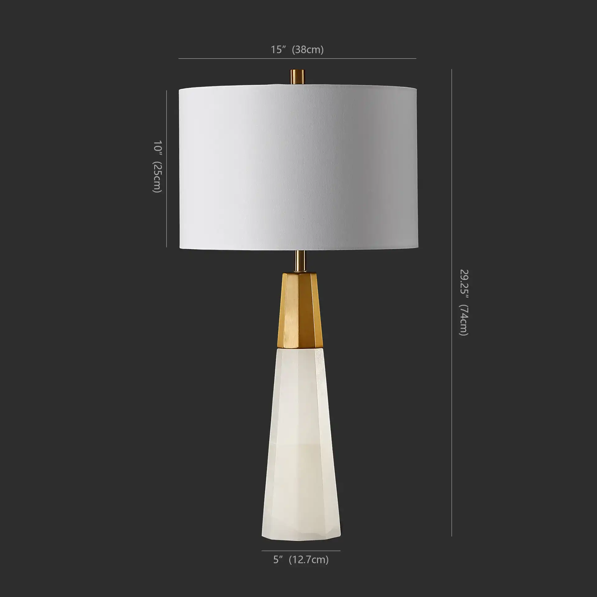 Toto Alabaster Table Lamp in White / Gold, detail view