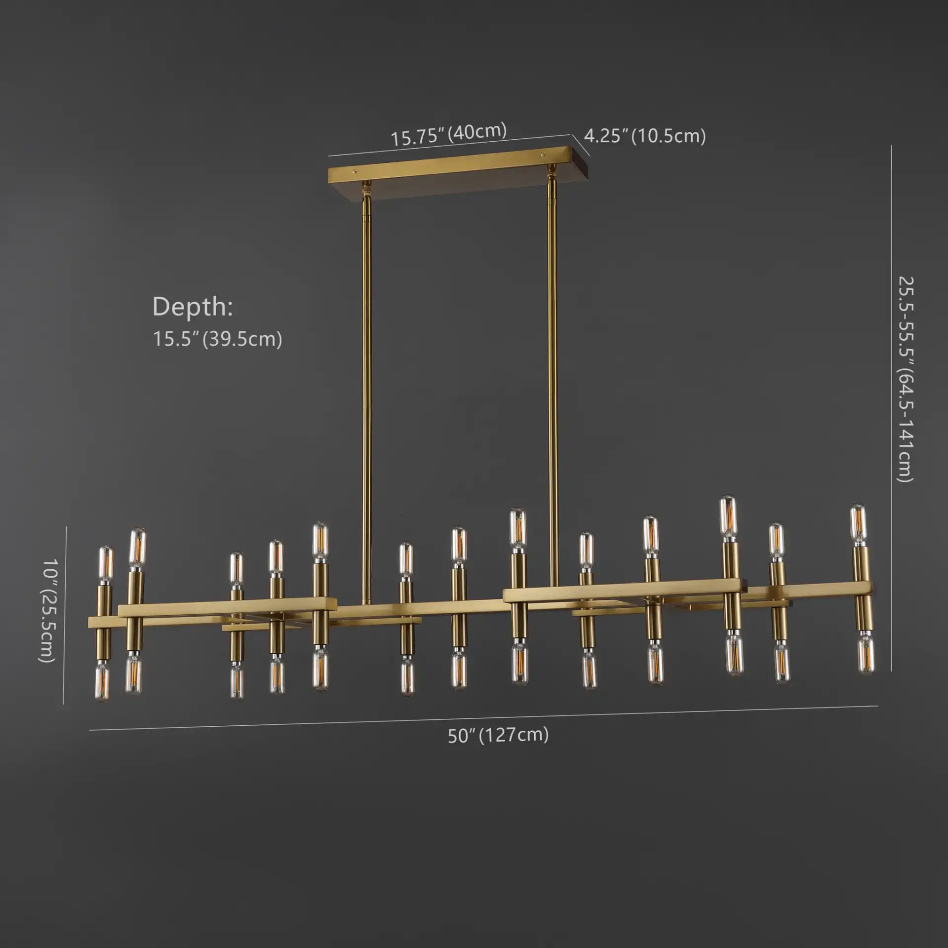 Harald Metal Chandelier in Gold, detail view