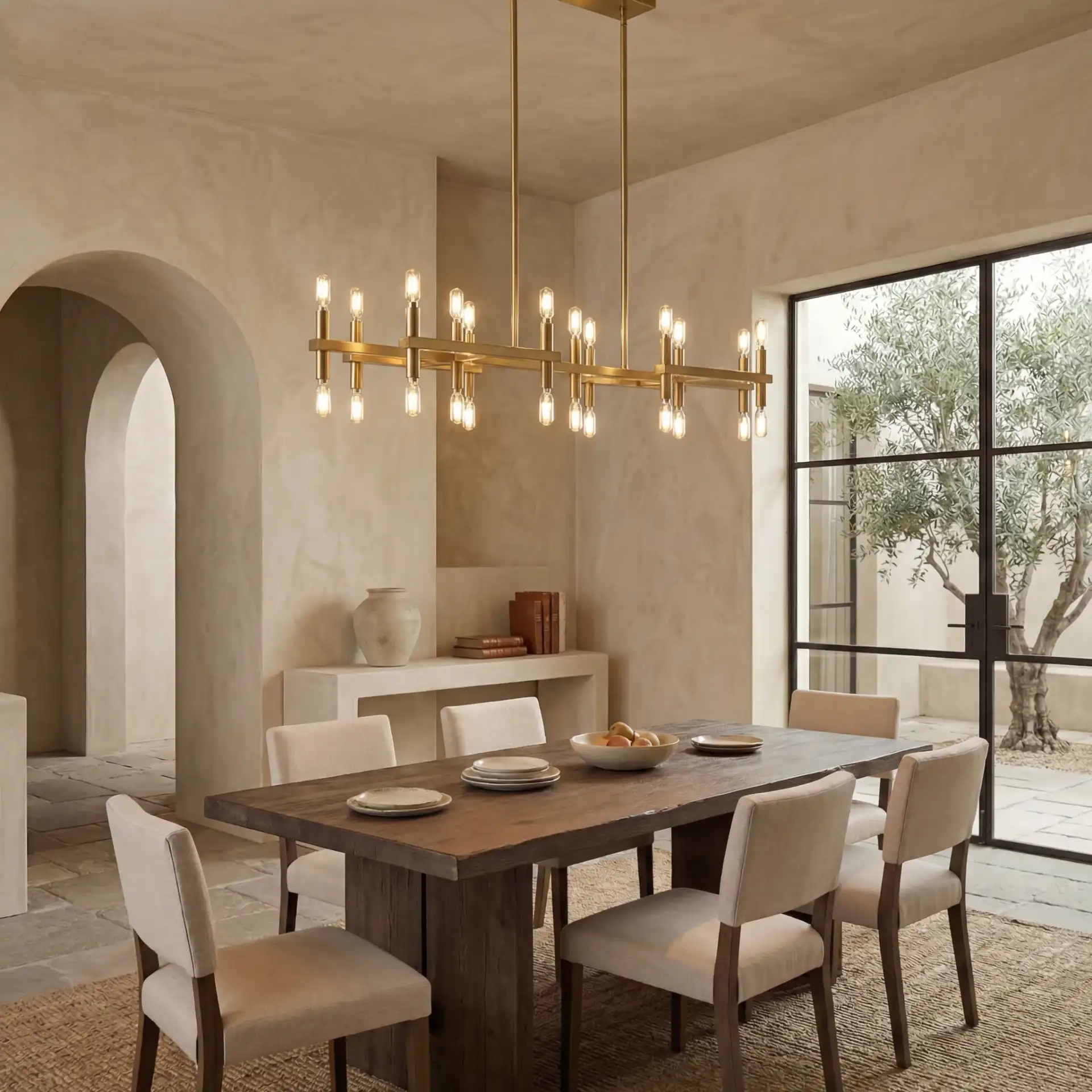 Harald Metal Chandelier in Gold in a styled room