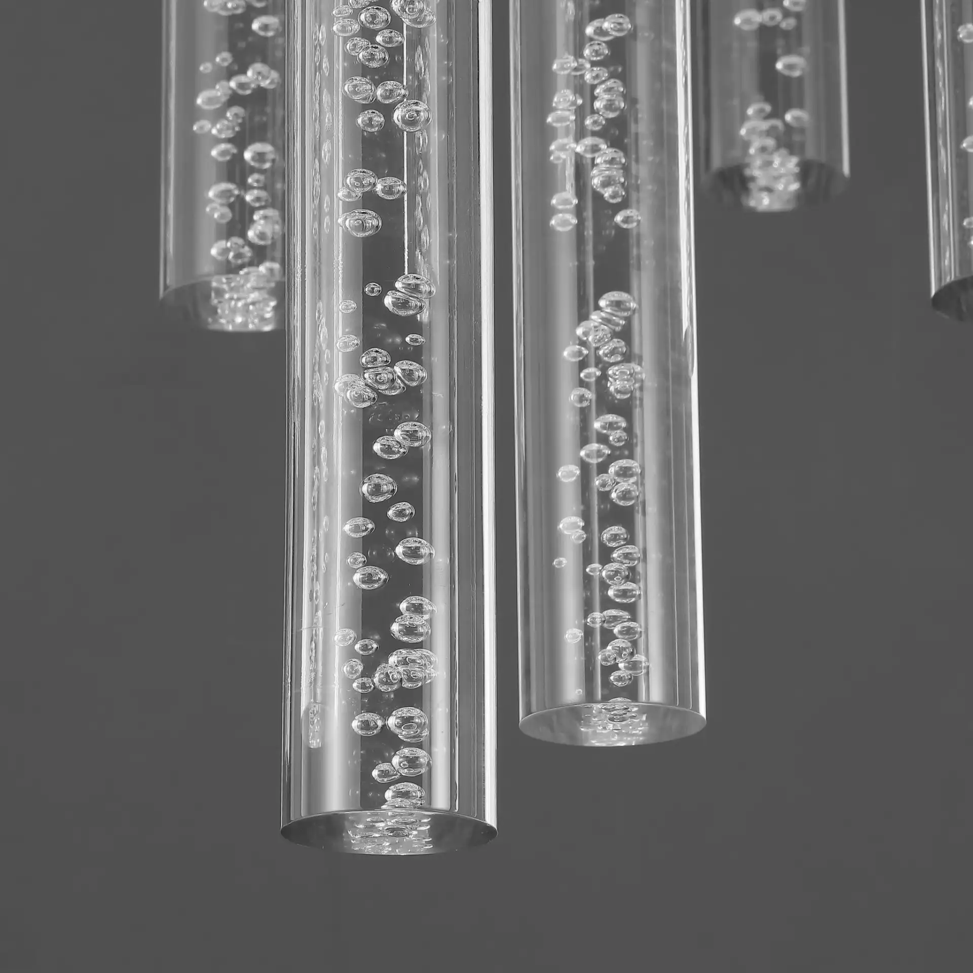 Nicolle Acrylic Nine-Light Chandelier in Black in a styled room