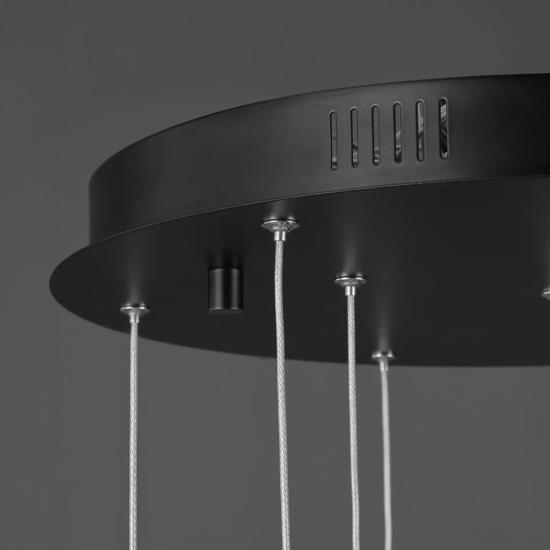 Nicolle Acrylic Nine-Light Chandelier in Black in a styled room