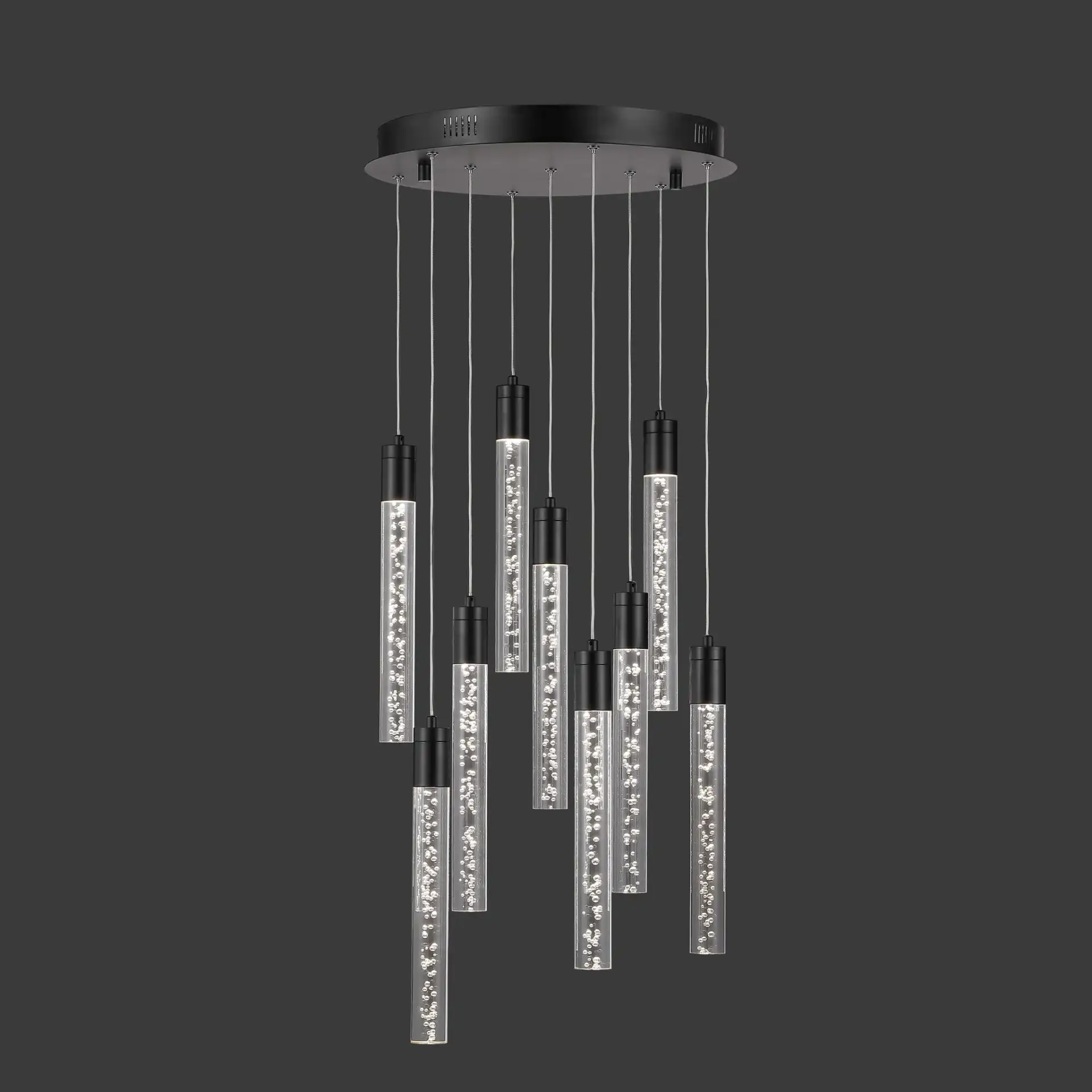 Nicolle Acrylic Nine-Light Chandelier in Black