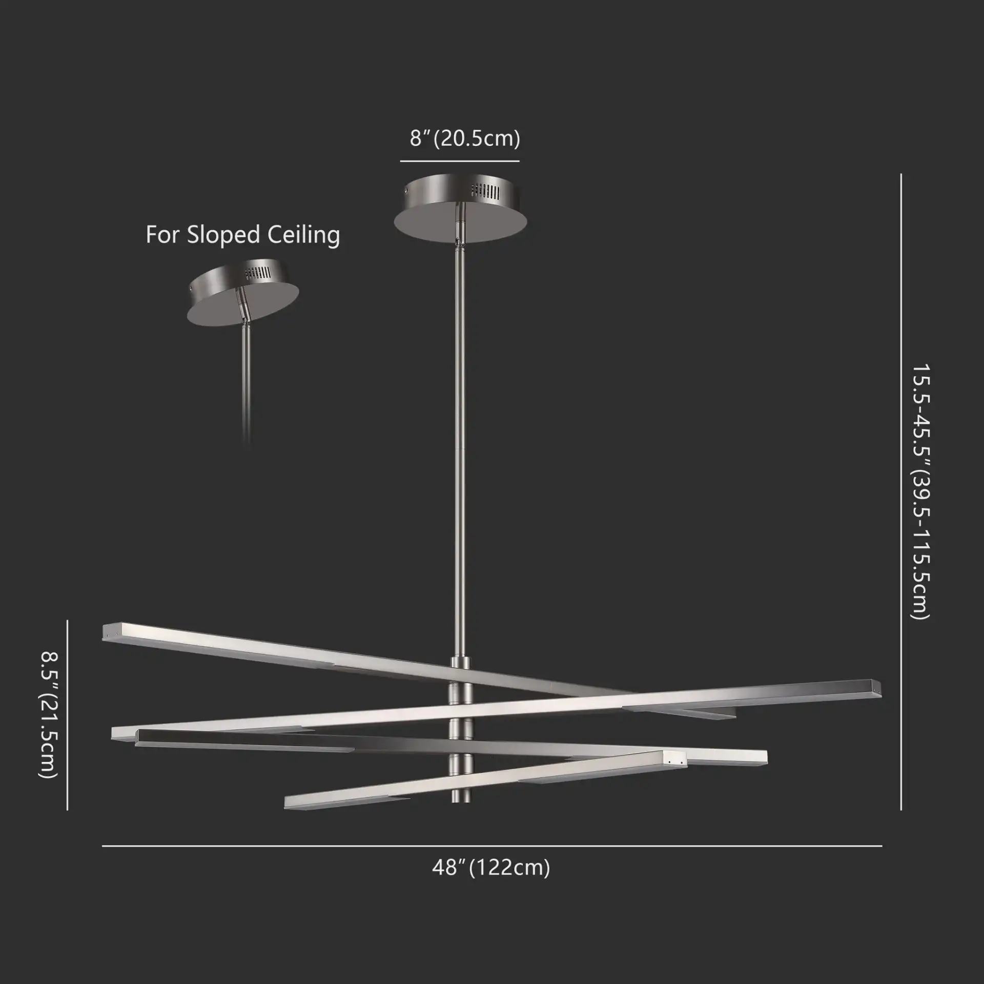Oswalt Metal Chandelier in Nickel, detail view