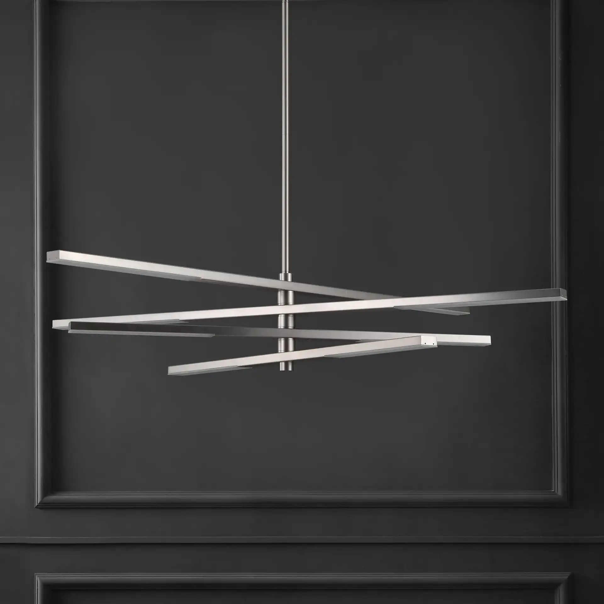 Oswalt Metal Chandelier in Nickel in a styled room