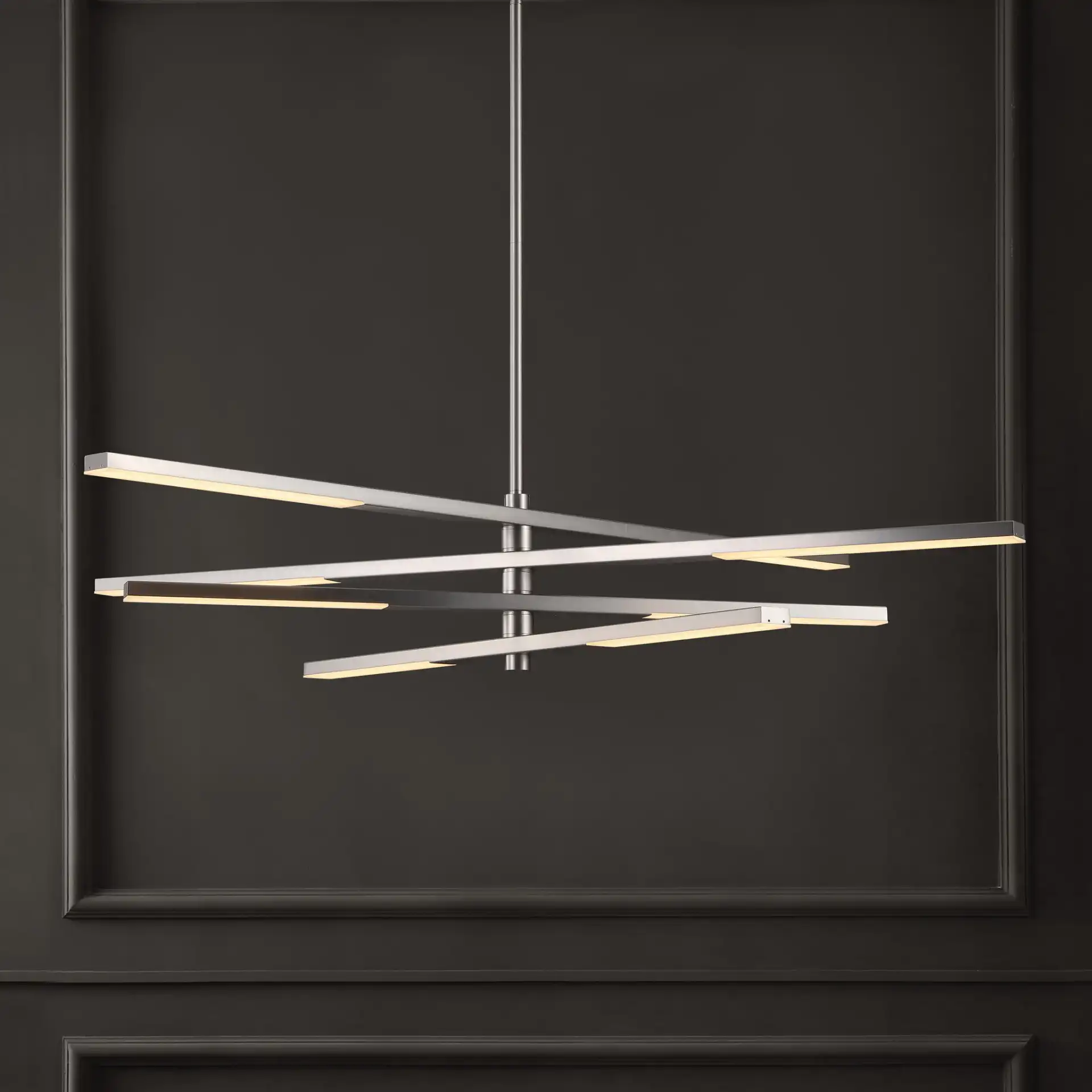 Oswalt Metal Chandelier in Nickel in a styled room