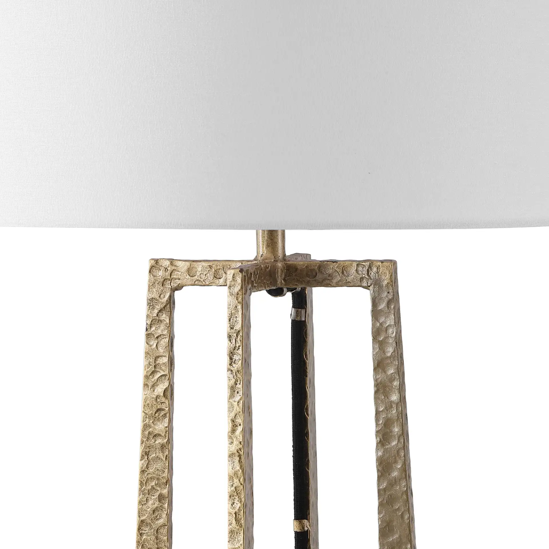 Jessa Metal Base Table Lamp in Black / White in a styled room