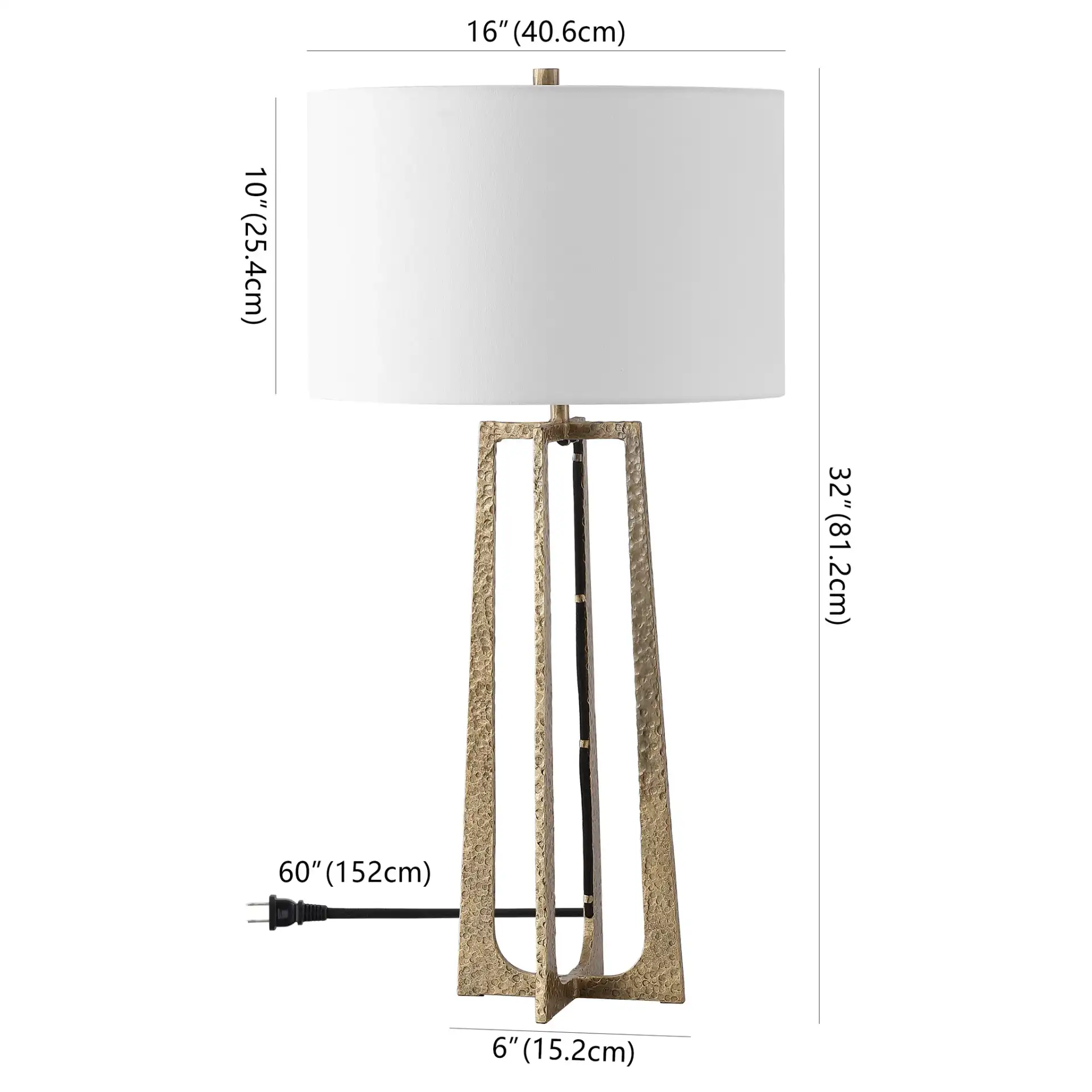 Jessa Metal Base Table Lamp in Black / White, detail view