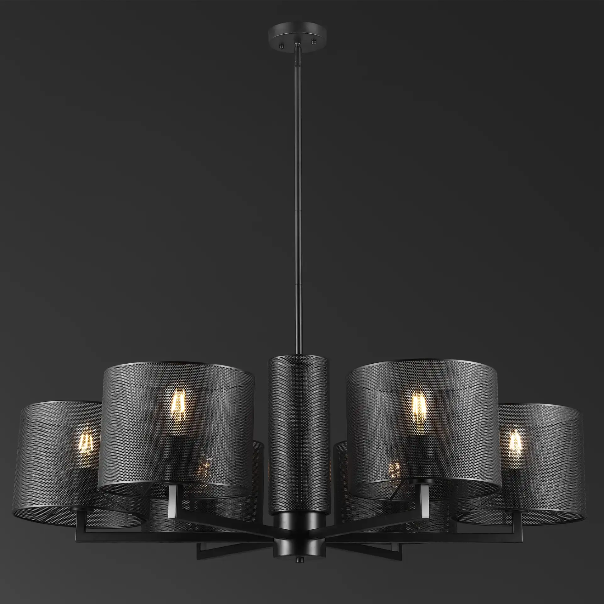 Zachaeus Six-Light Metal Chandelier in Black