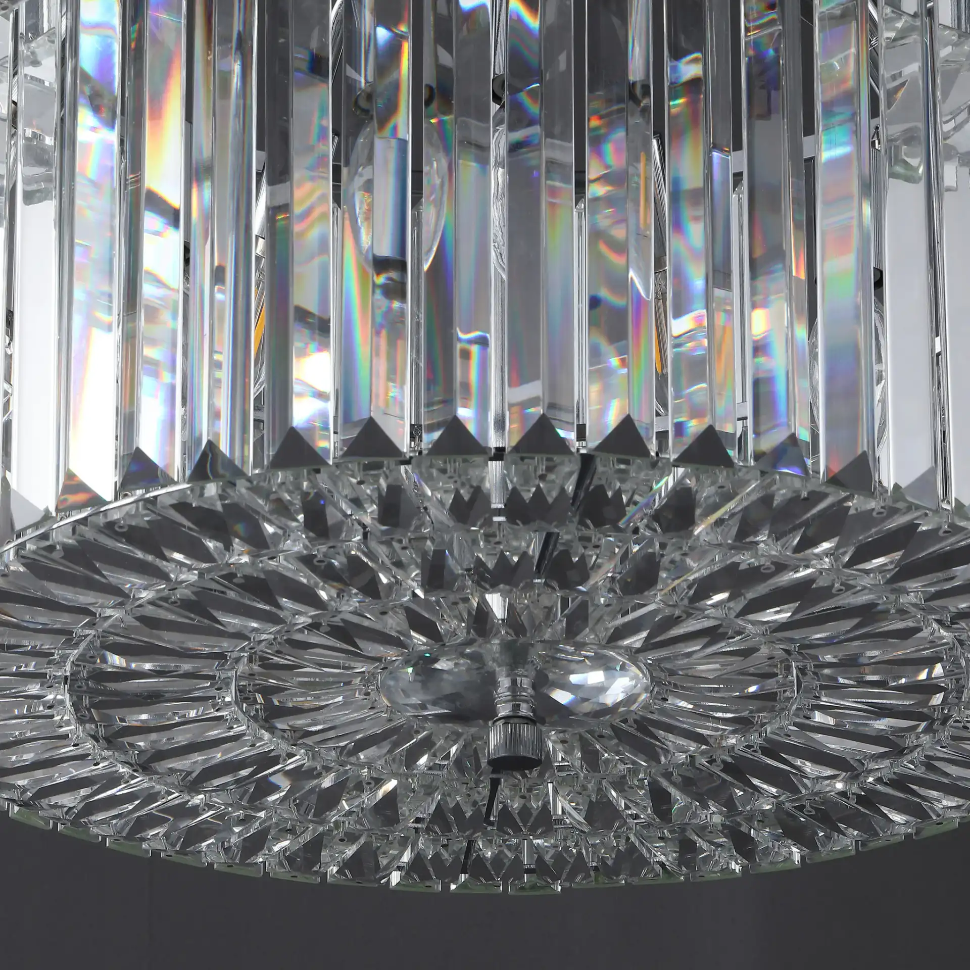 Viviann Two-Tier Crystal Chandelier in Chrome / Clear in a styled room