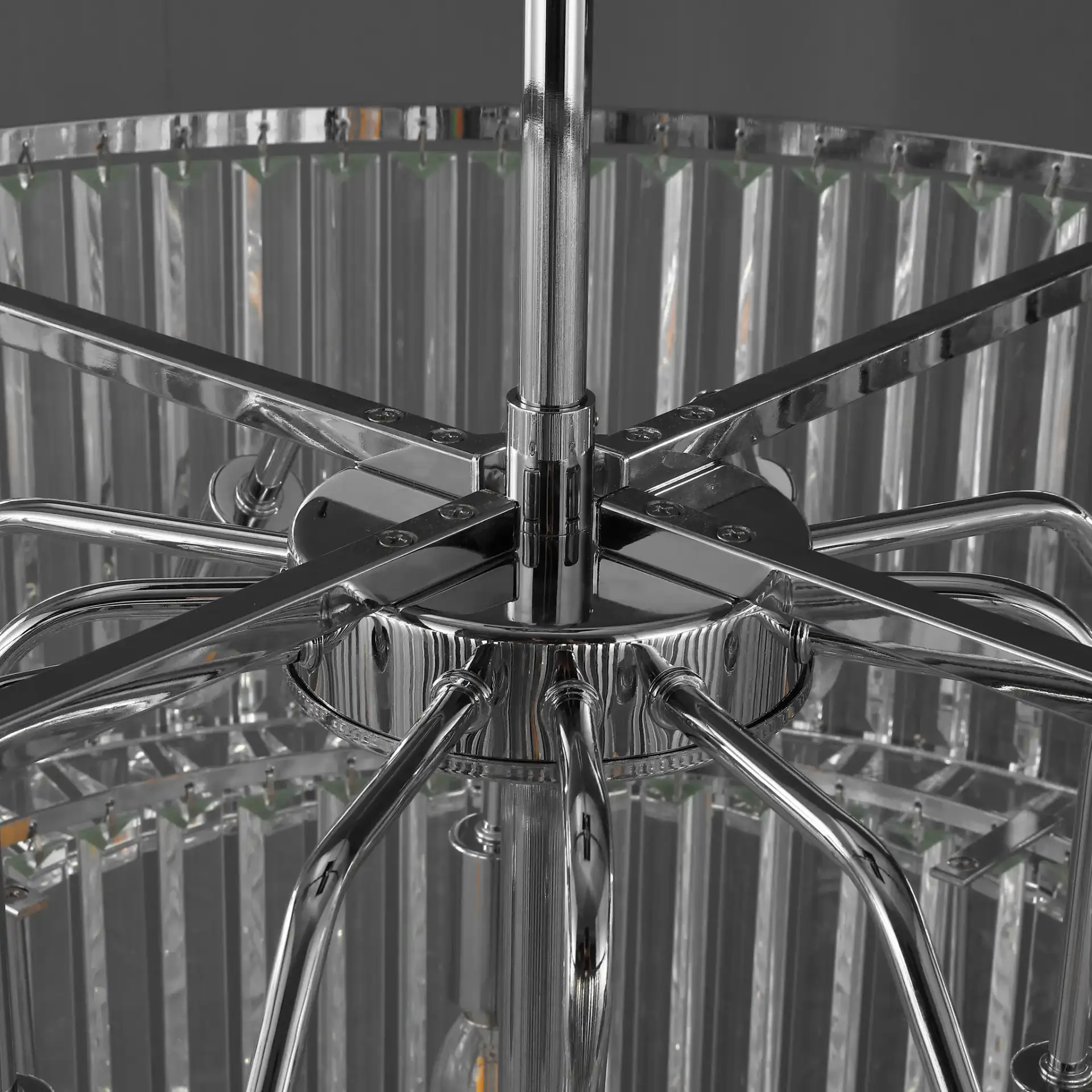 Viviann Two-Tier Crystal Chandelier in Chrome / Clear in a styled room