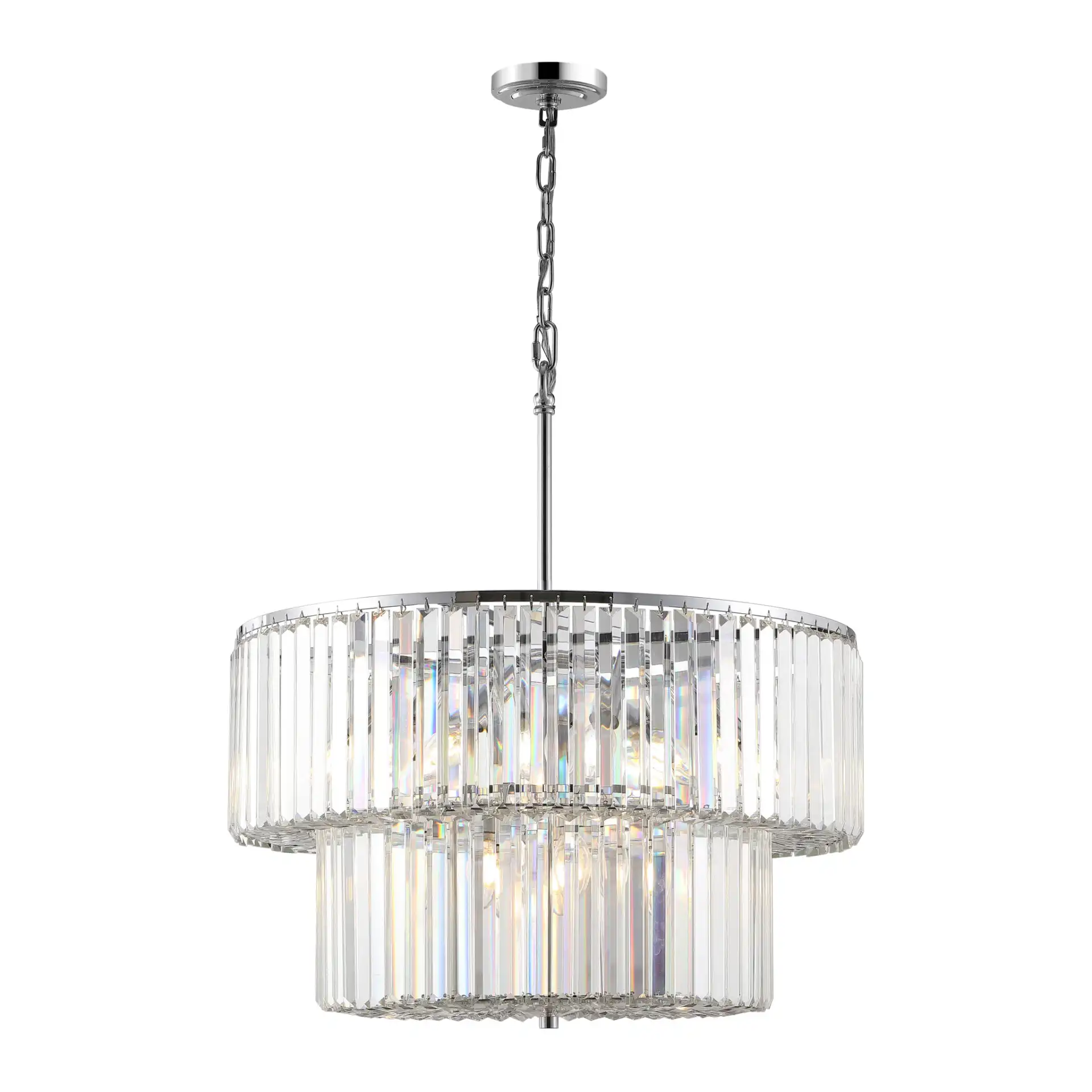 Viviann Two-Tier Crystal Chandelier in Chrome / Clear