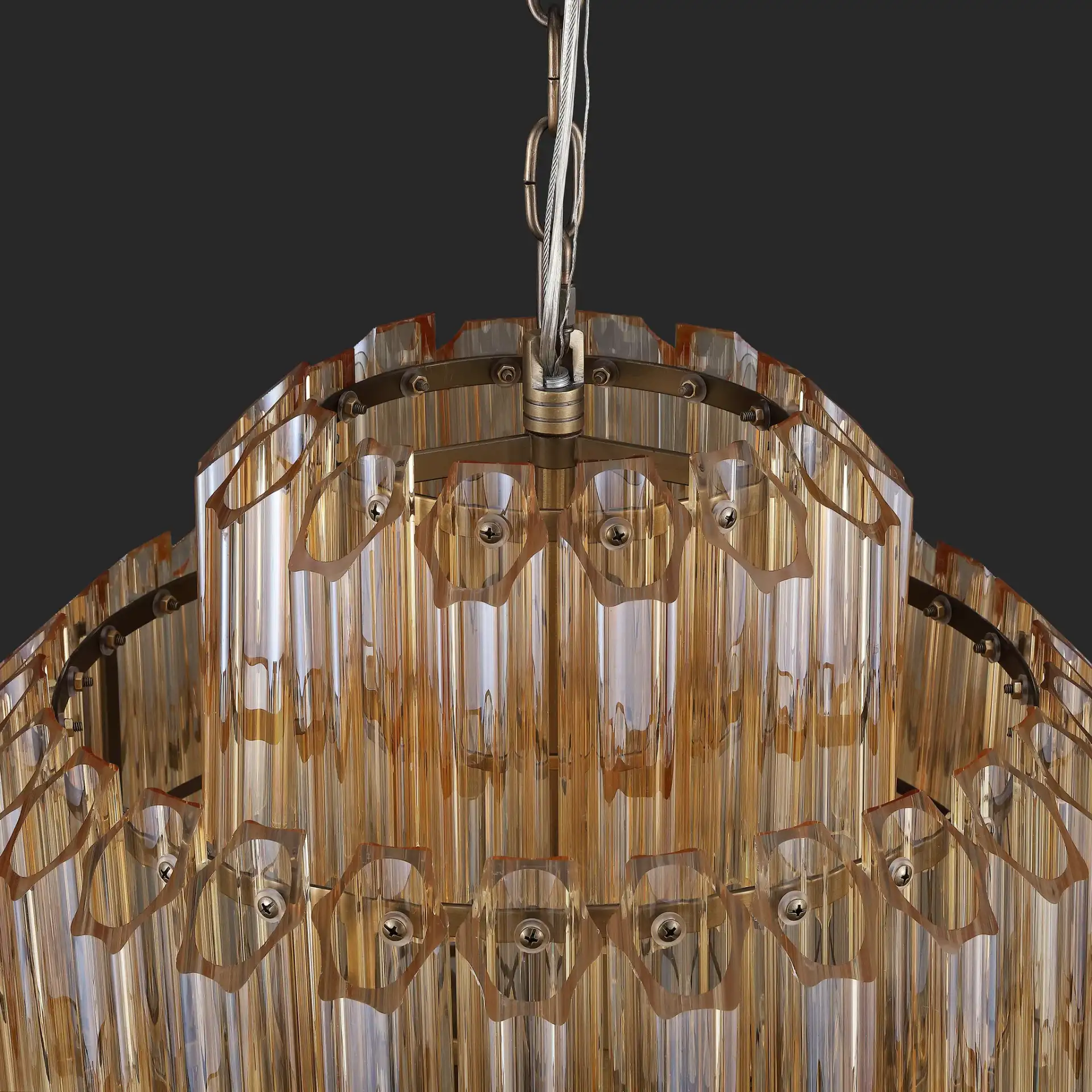 Adaline Glass Chandelier in Nickel in a styled room