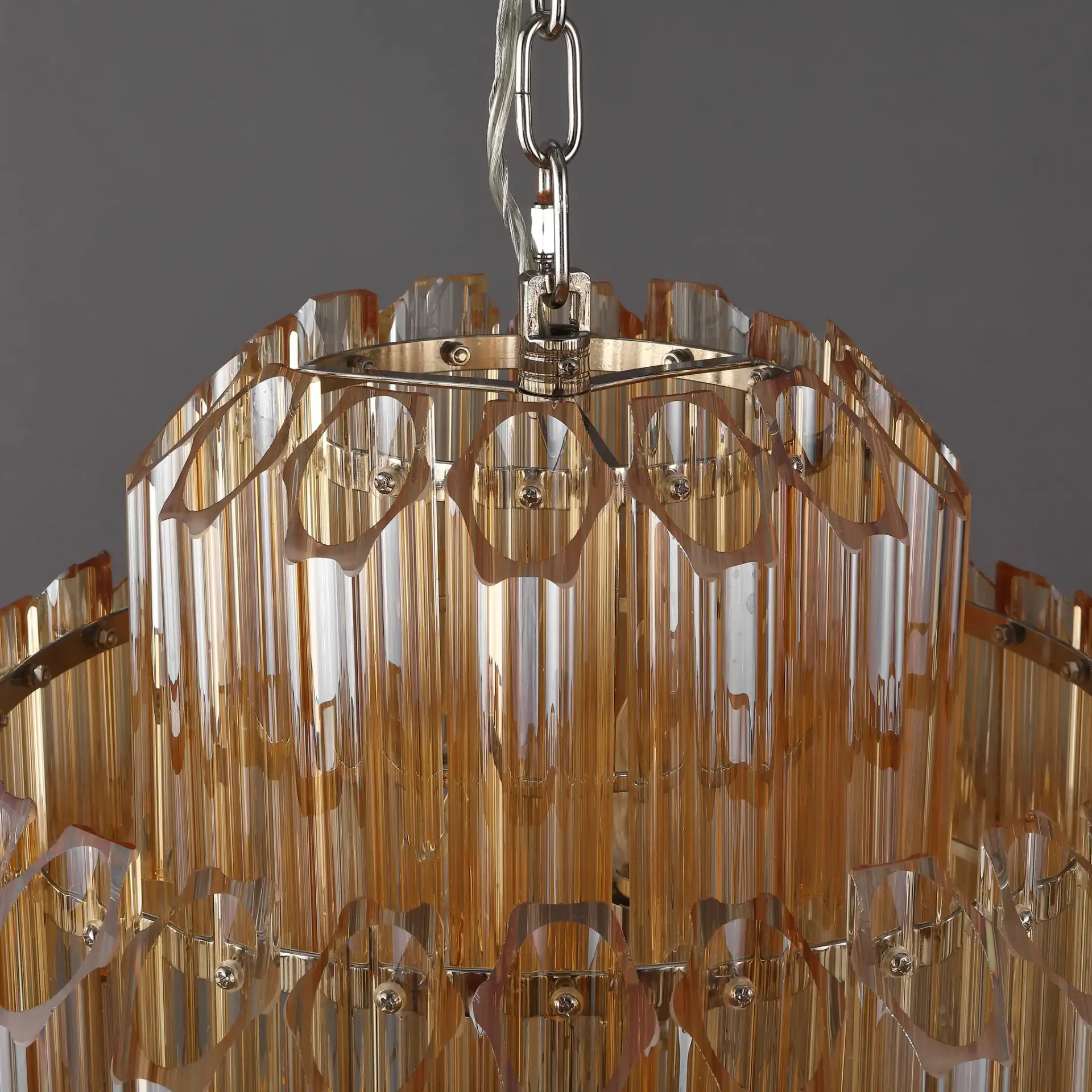 Adaline Glass Chandelier in Nickel in a styled room