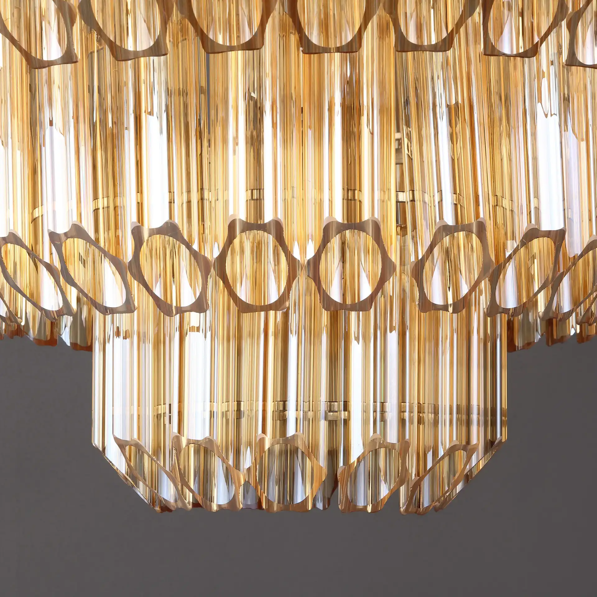 Adaline Glass Chandelier in Nickel in a styled room