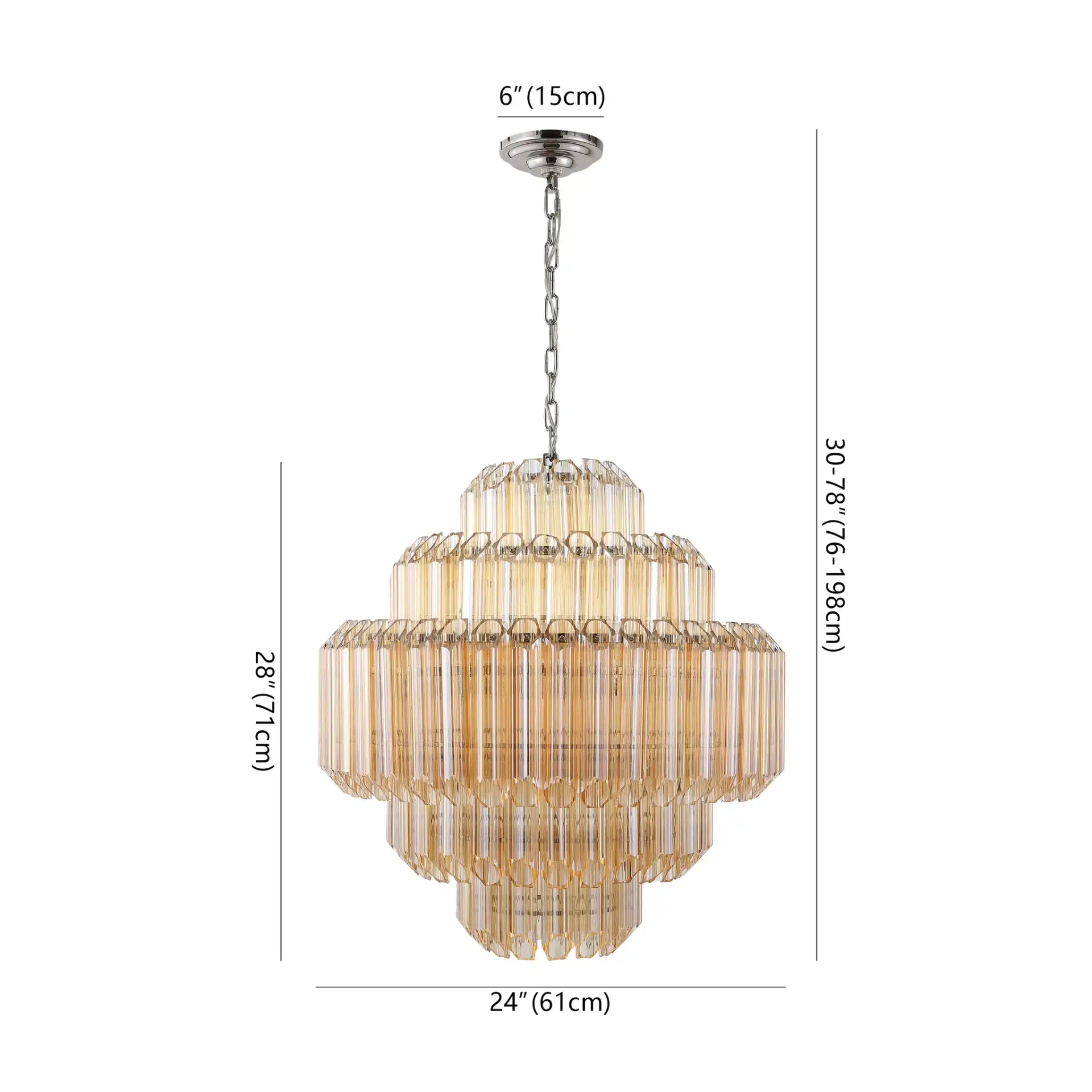 Adaline Glass Chandelier in Nickel, detail view