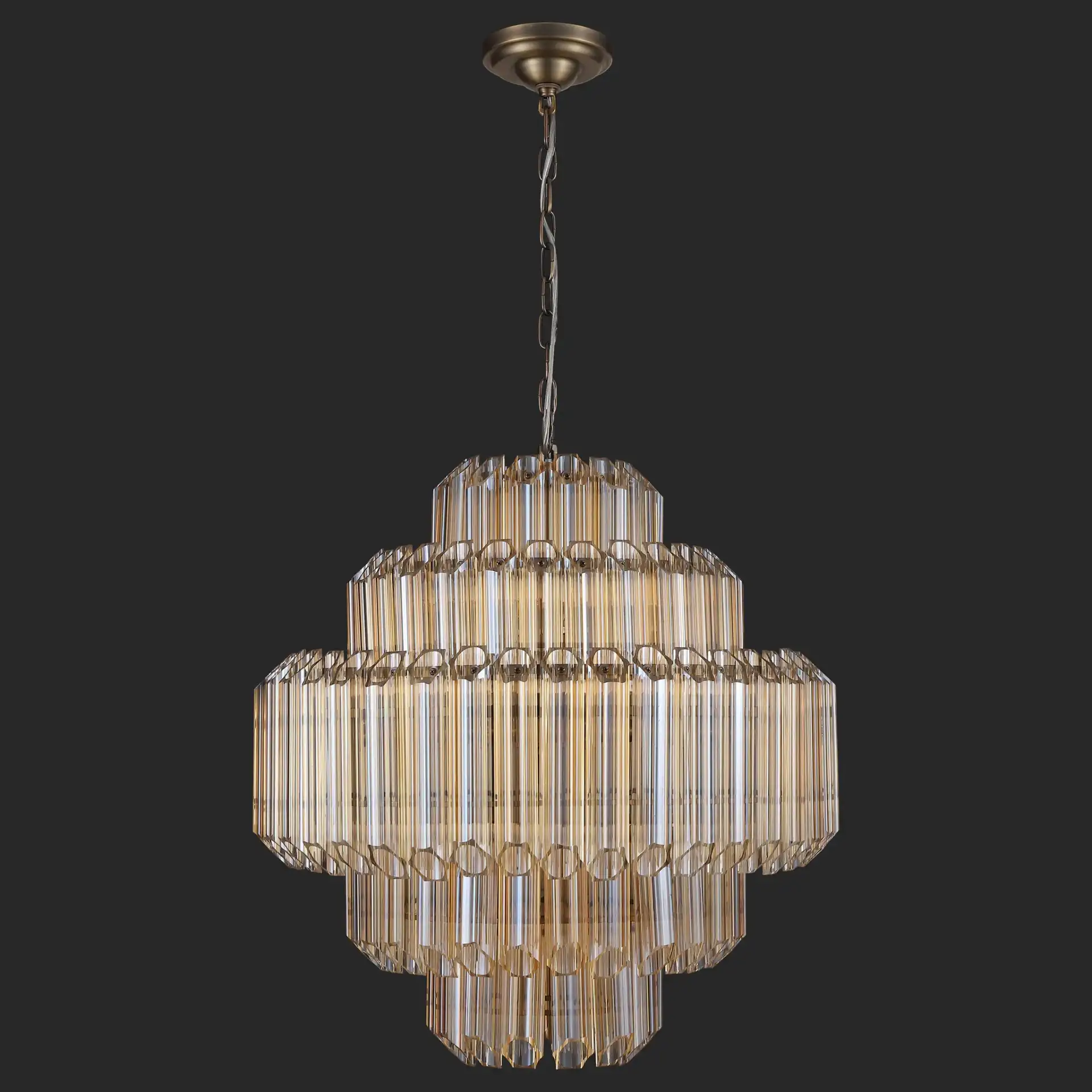 Adaline Glass Chandelier in Nickel, detail view