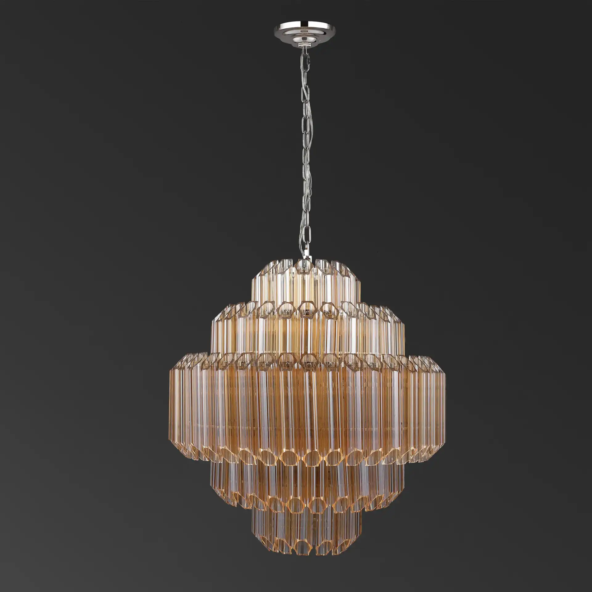 Adaline Glass Chandelier in Nickel, detail view